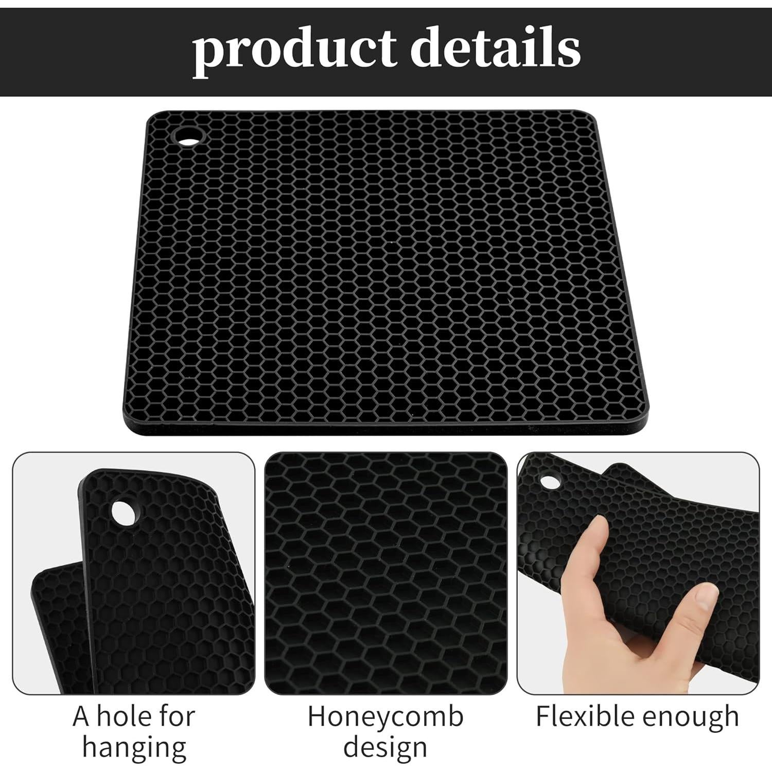 Trivetes de Silicona Kalsreui 18.5 cm Gris Oscuro Paquete de 6