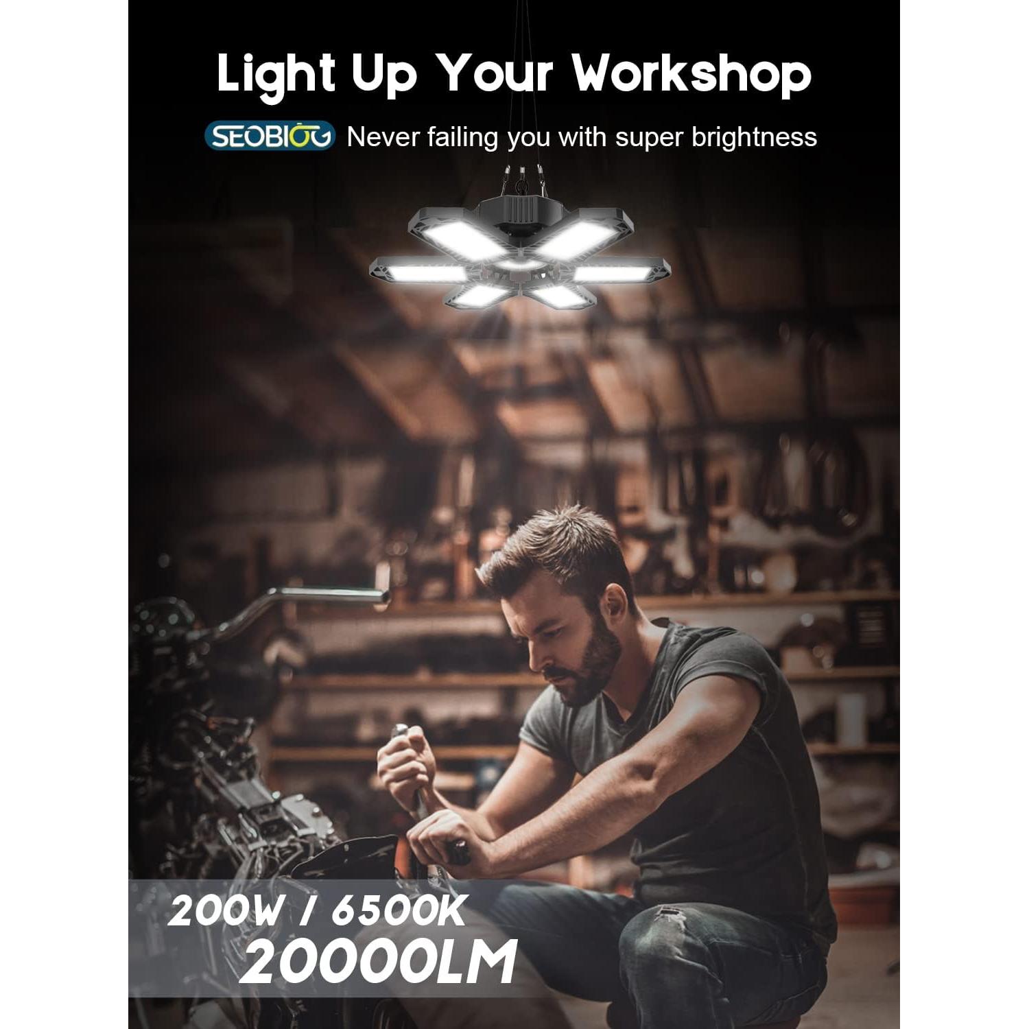 Luz de Garaje LED SEOBIOG 200W 20000LM 6500K Enlazable