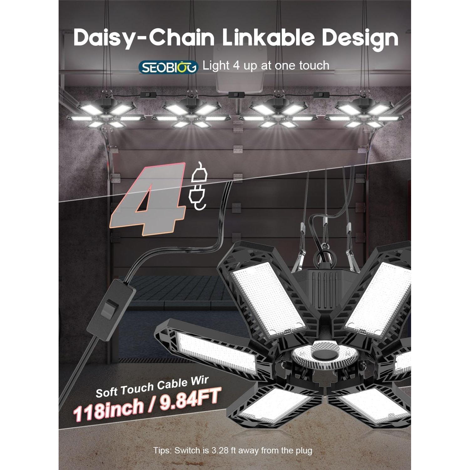 Luz de Garaje LED SEOBIOG 200W 20000LM 6500K Enlazable