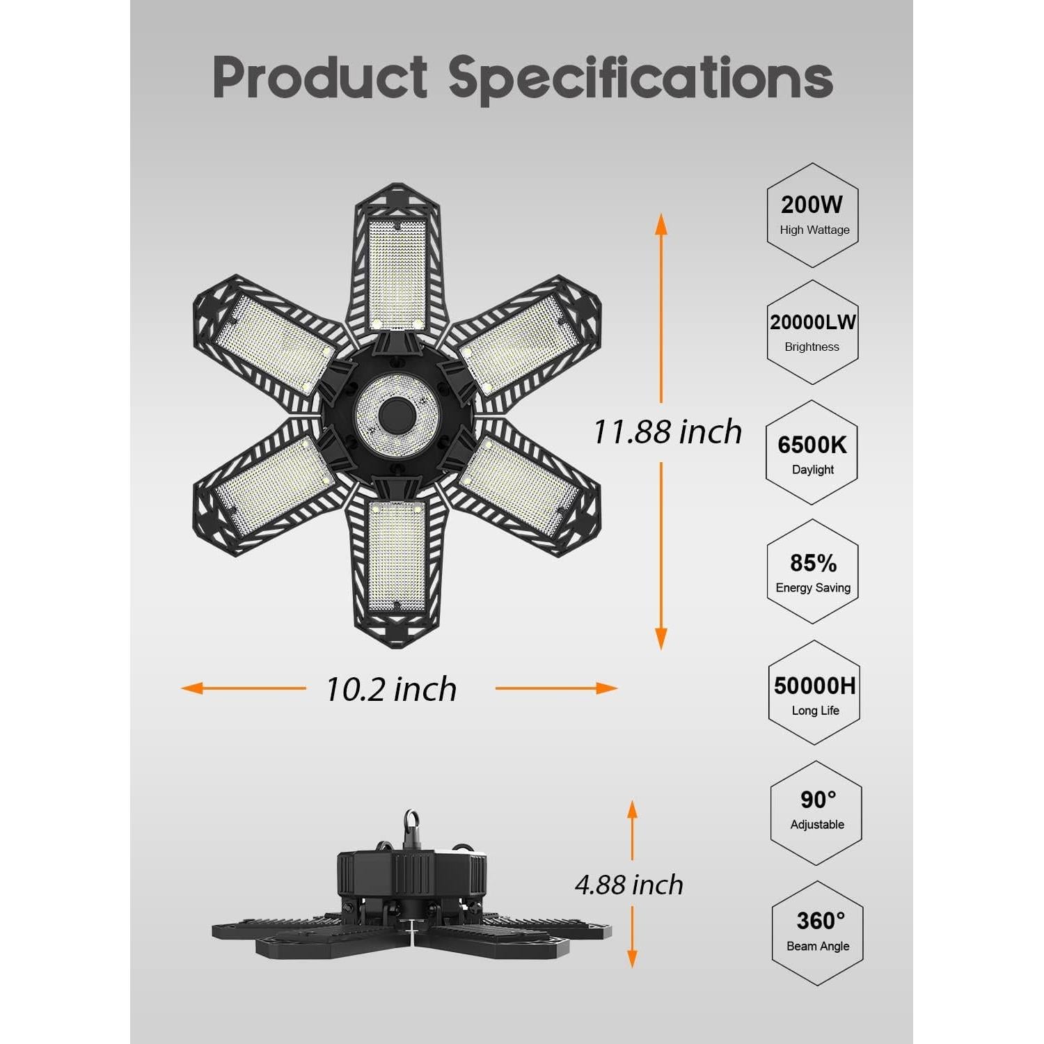 Luz de Garaje LED SEOBIOG 200W 20000LM 6500K Enlazable
