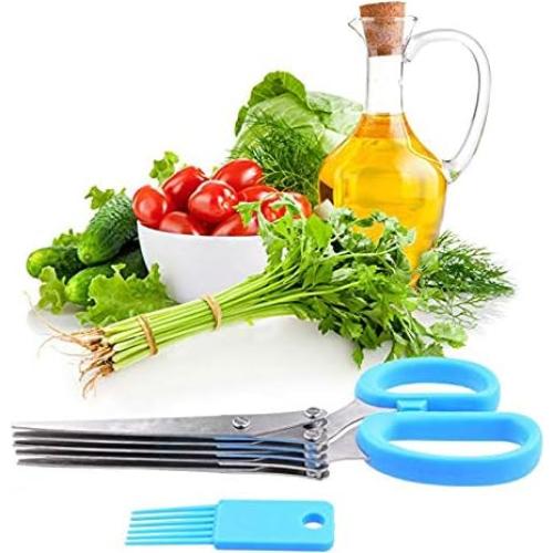 Tijeras de Hierbas INVODA de Acero Inoxidable 5 Cuchillas 19cm