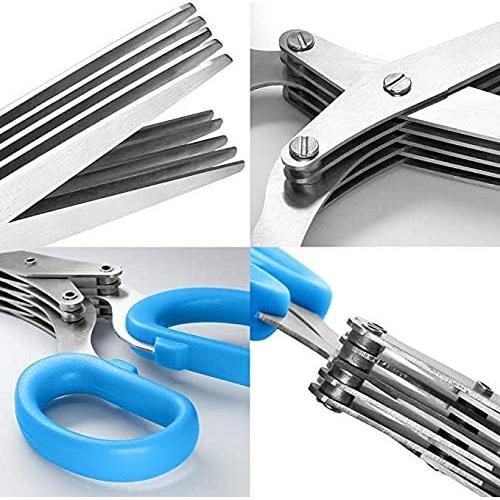 Tijeras de Hierbas INVODA de Acero Inoxidable 5 Cuchillas 19cm