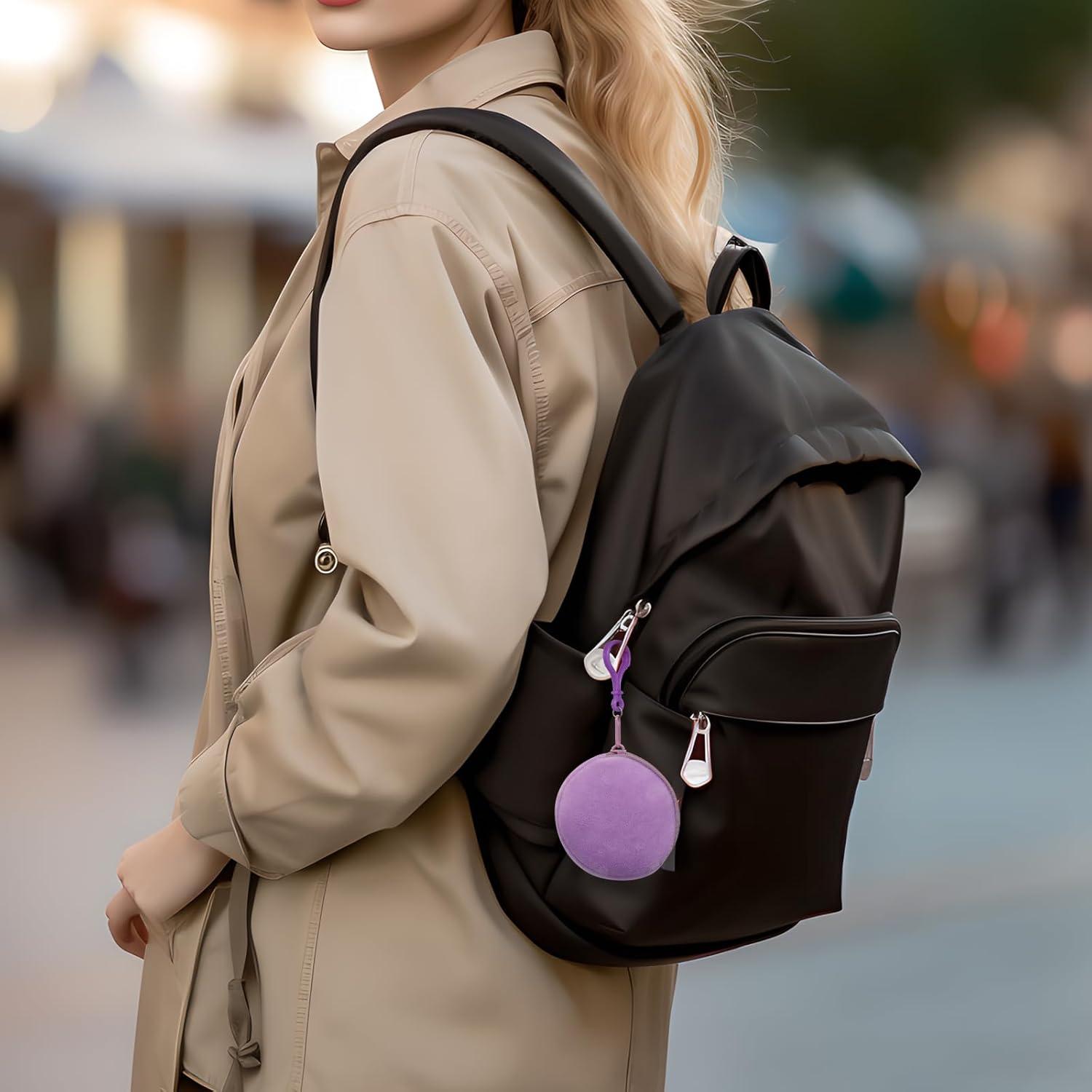 Monedero Redondo de Peluche Suave AdiStylinno - 2 Pcs Rosa y Morado