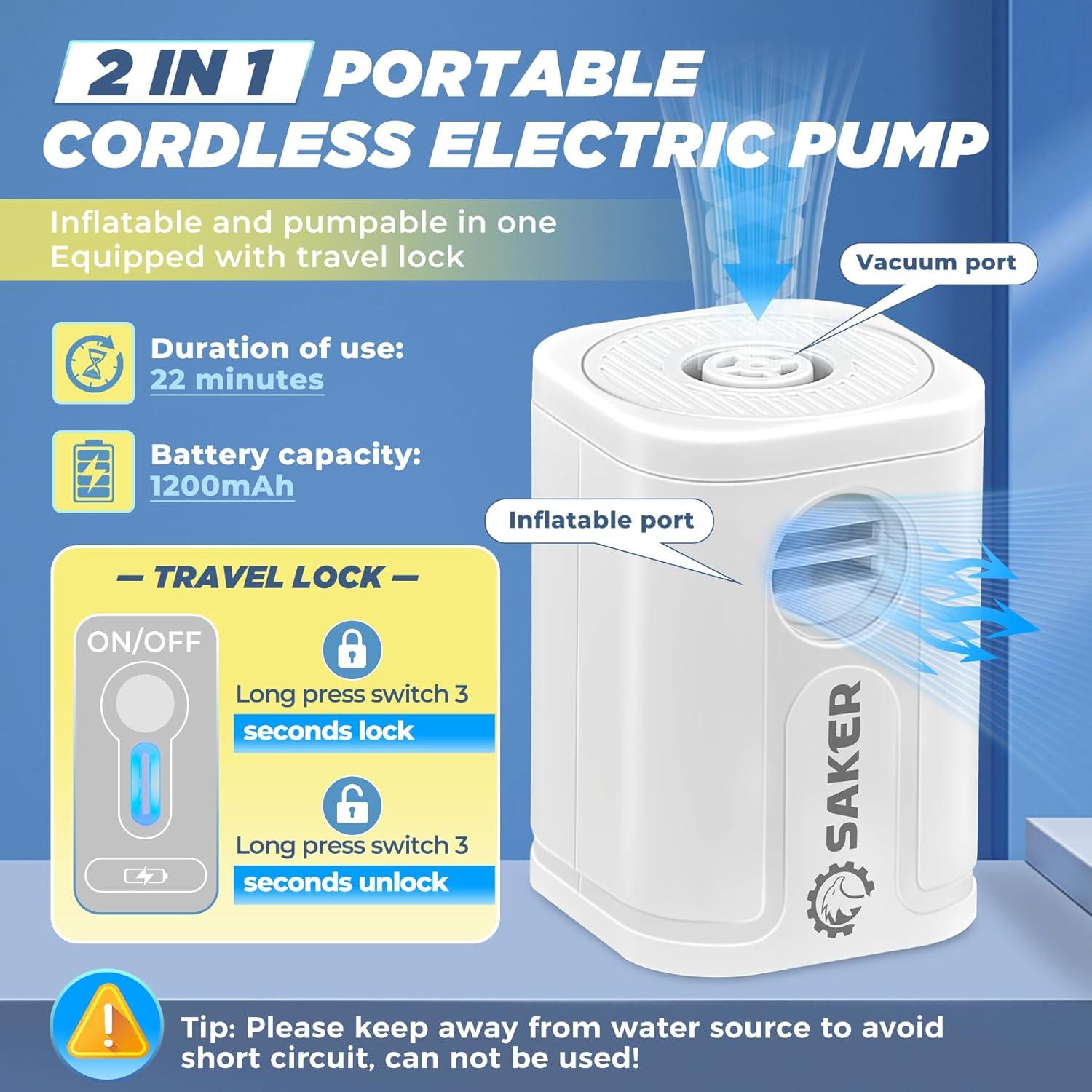 Bolsas de Almacenamiento al Vacío Saker con Bomba Eléctrica 15 Piezas