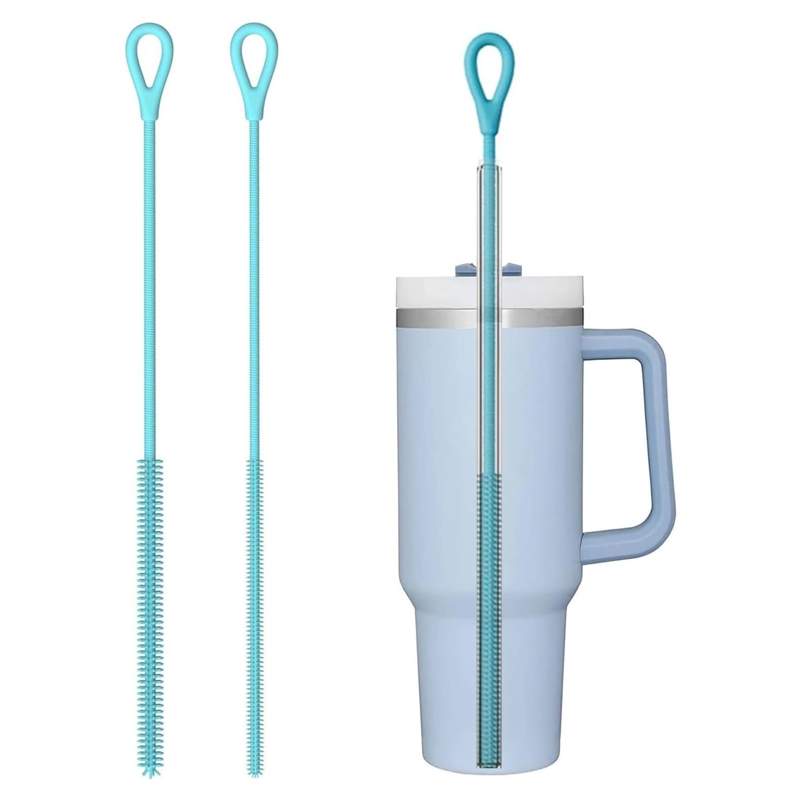 Cepillo Limpiador de Pajitas CXLL de Silicona 6mm y 9mm Azul