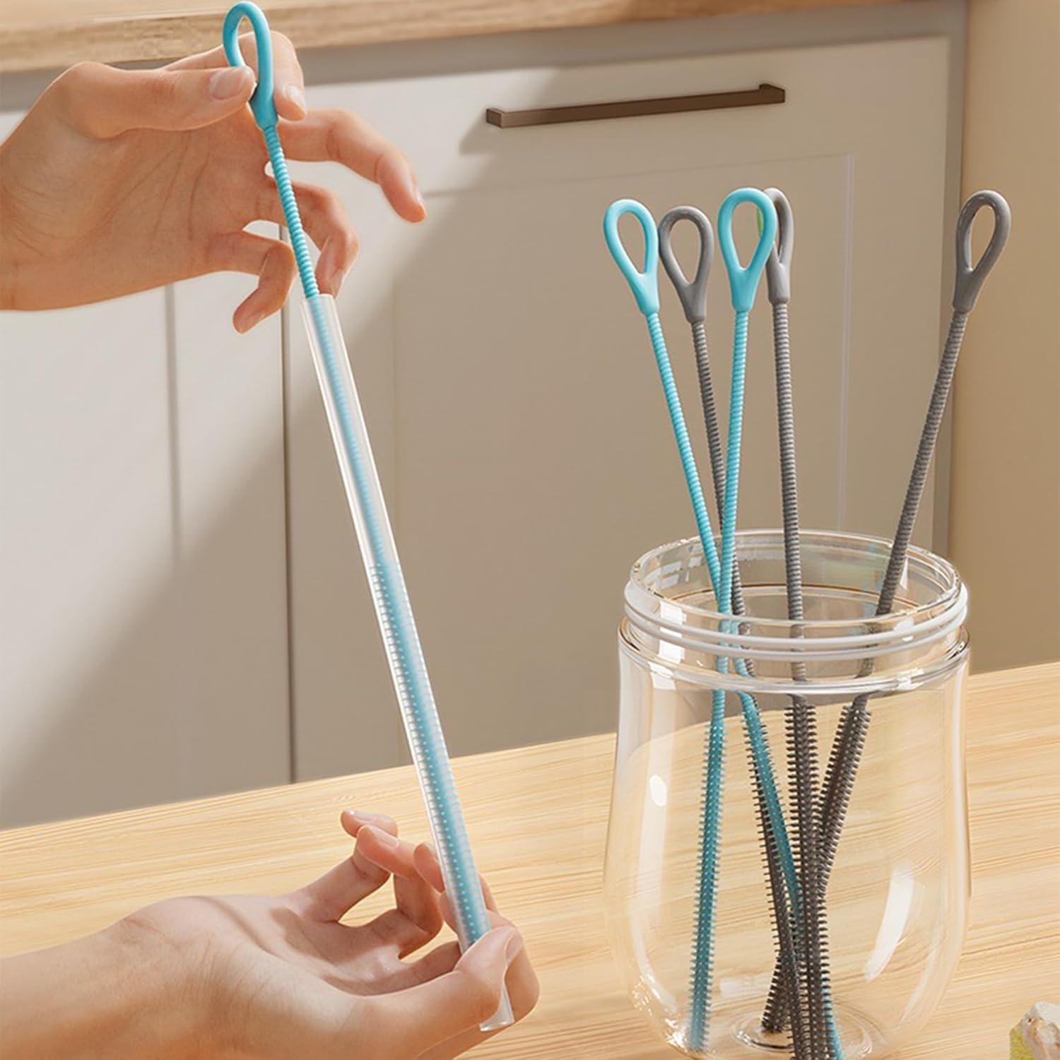 Cepillo Limpiador de Pajitas CXLL de Silicona 6mm y 9mm Azul