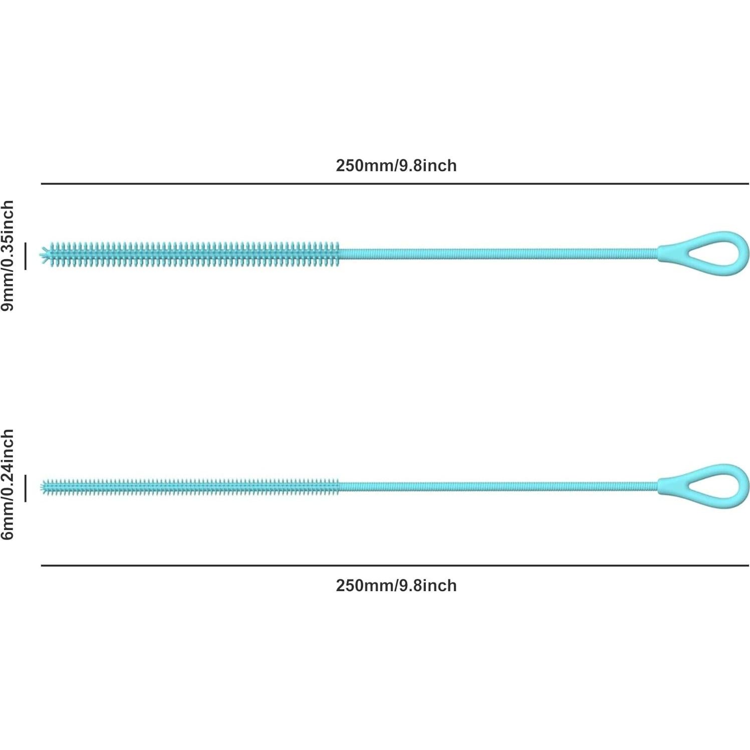 Cepillo Limpiador de Pajitas CXLL de Silicona 6mm y 9mm Azul