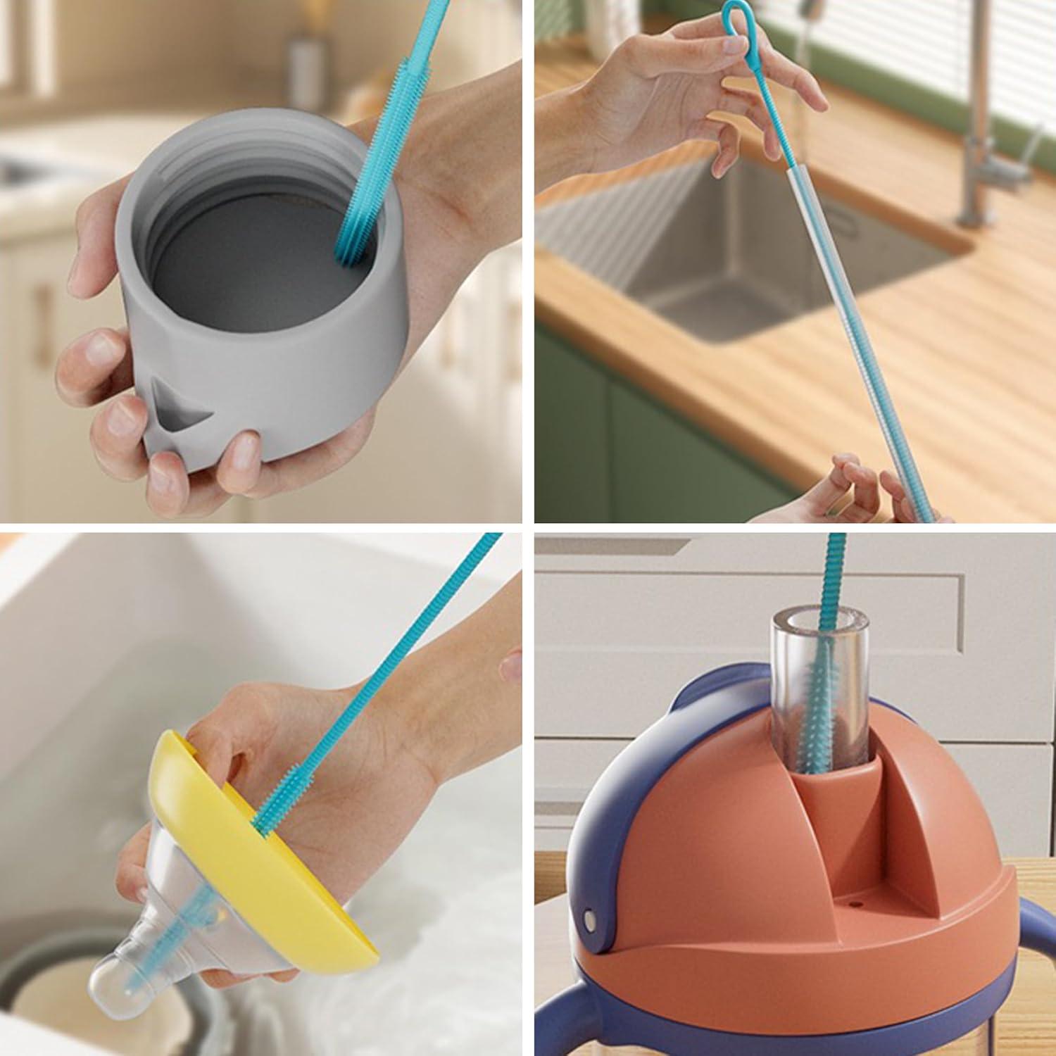 Cepillo Limpiador de Pajitas CXLL de Silicona 6mm y 9mm Azul