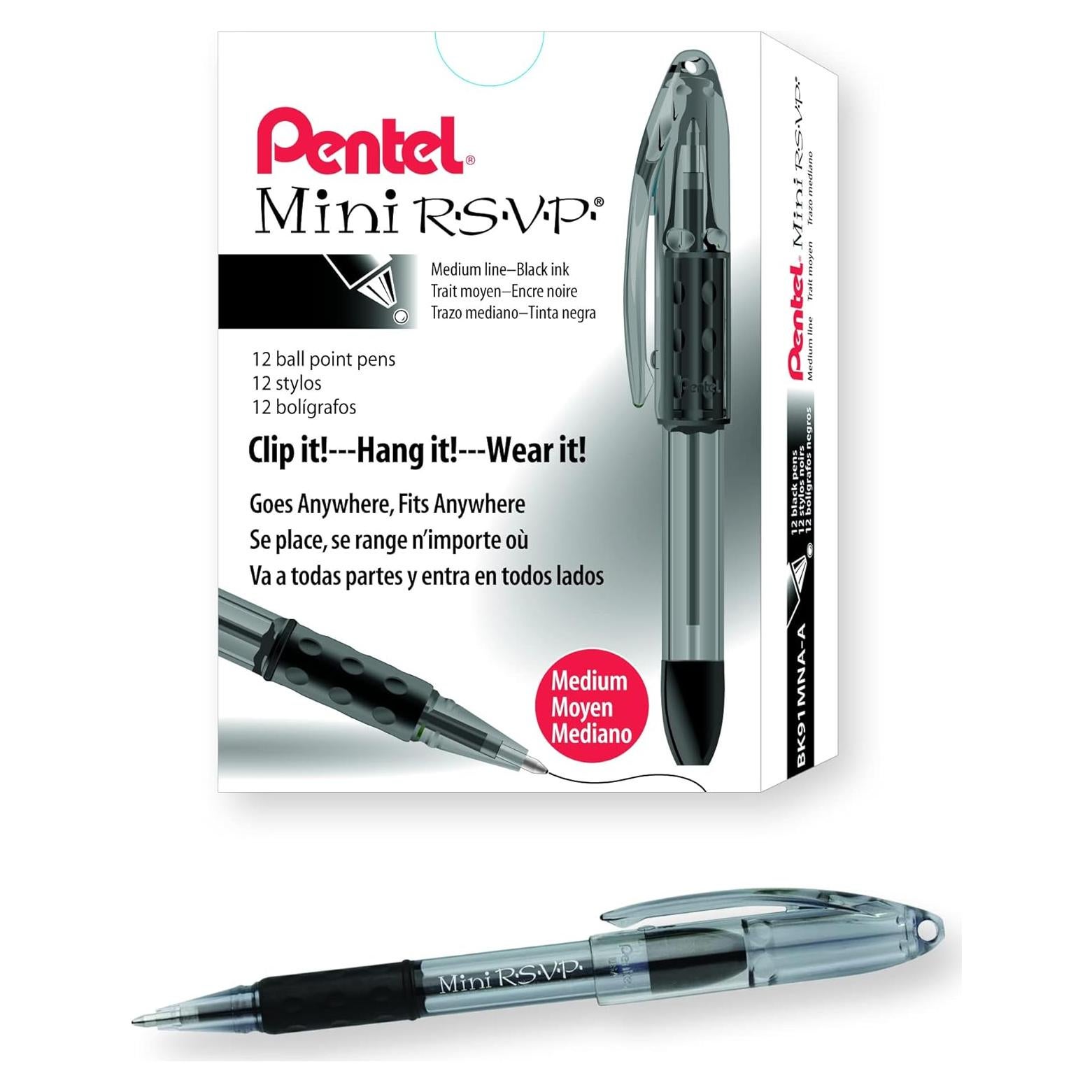 Bolígrafo Pentel Mini R.S.V.P. Tinta negra Paquete 12