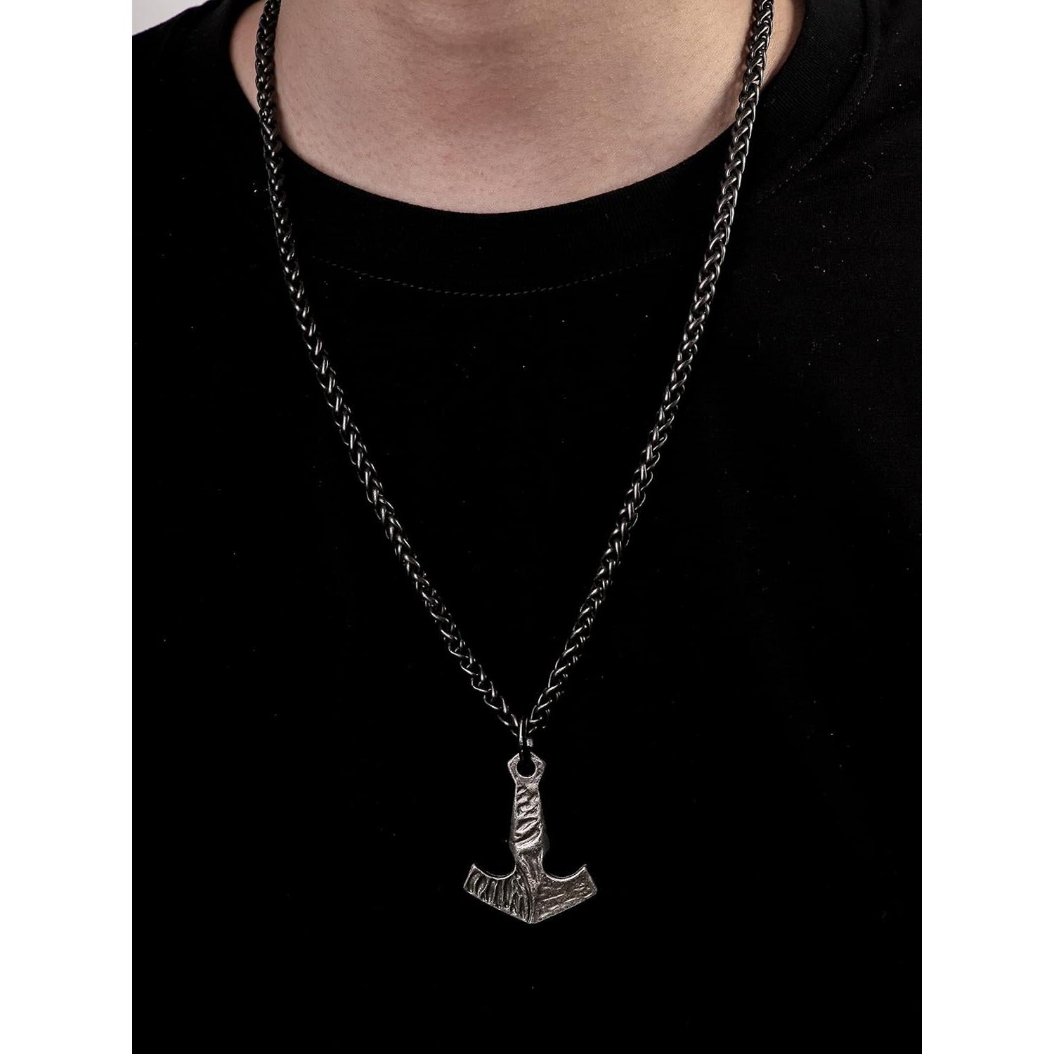 Collar Viking Mjolnir HAQUIL con Cadena de 60 cm - Joyería Nórdica