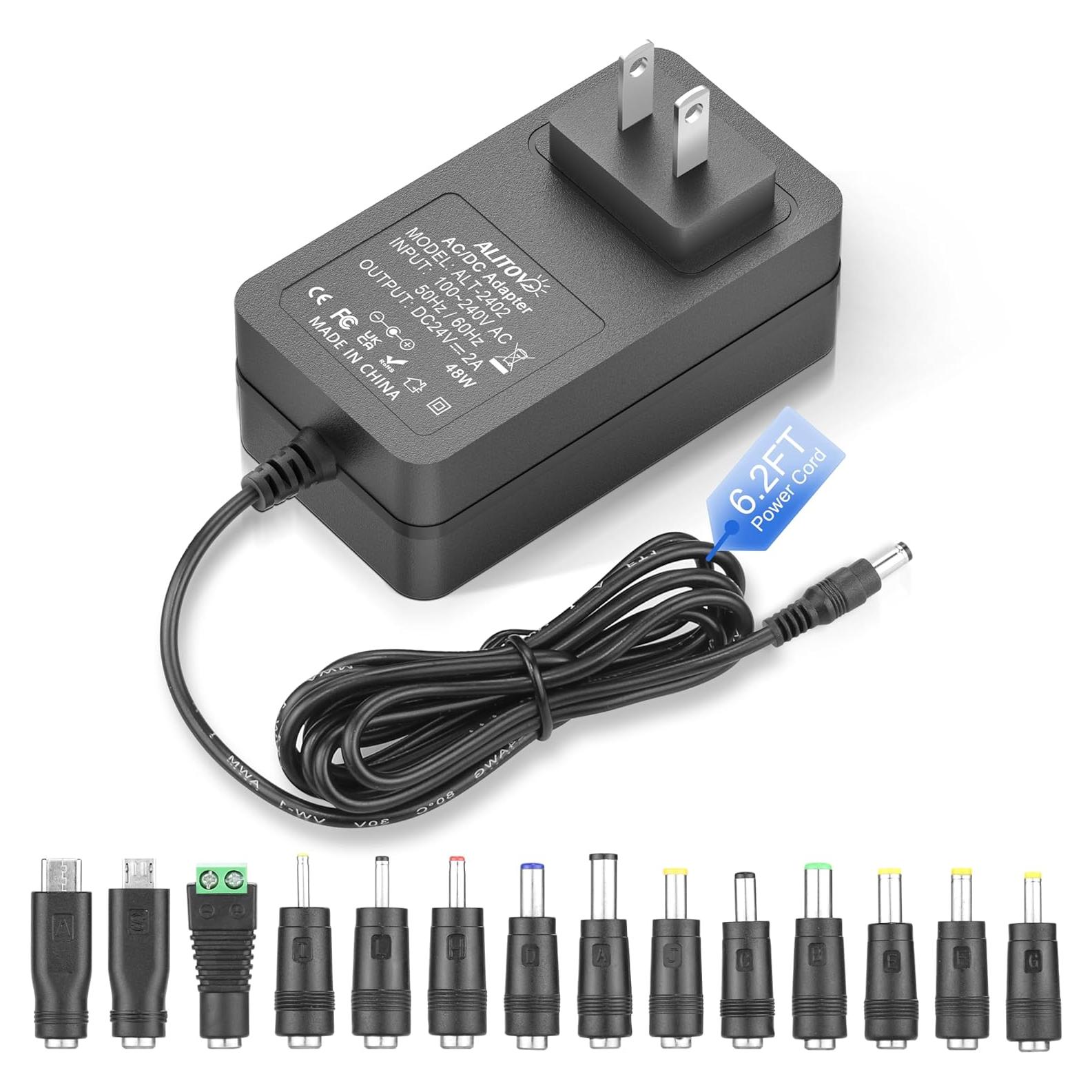 Fuente de Poder 24V 2A ALITOVE Adaptador AC/DC 48W 14 Puntas