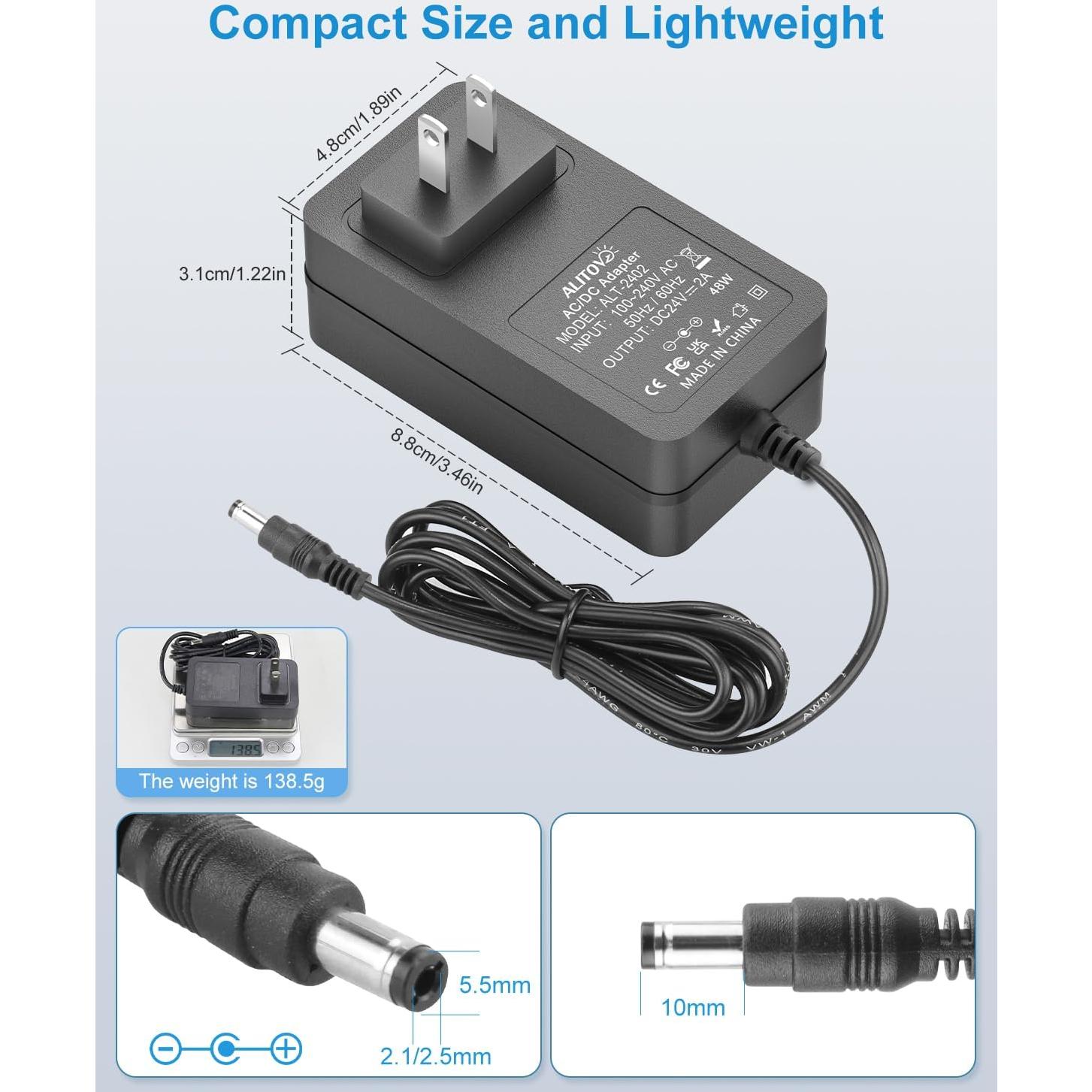 Fuente de Poder 24V 2A ALITOVE Adaptador AC/DC 48W 14 Puntas