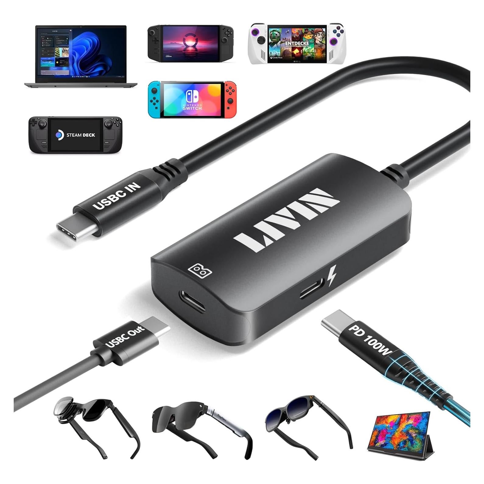 Adaptador USB C LIVIN 4K 60Hz para Gafas Inteligentes