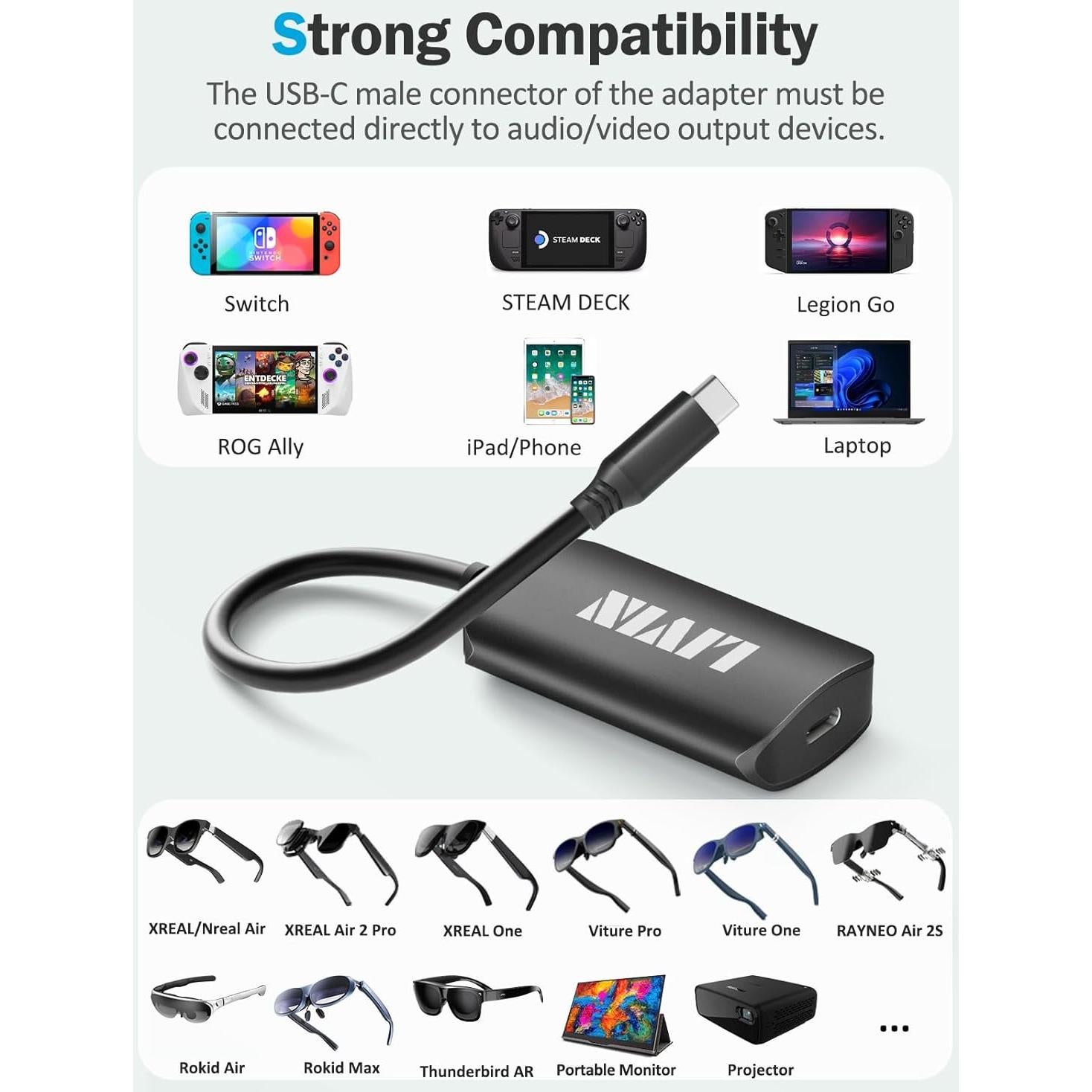 Adaptador USB C LIVIN 4K 60Hz para Gafas Inteligentes