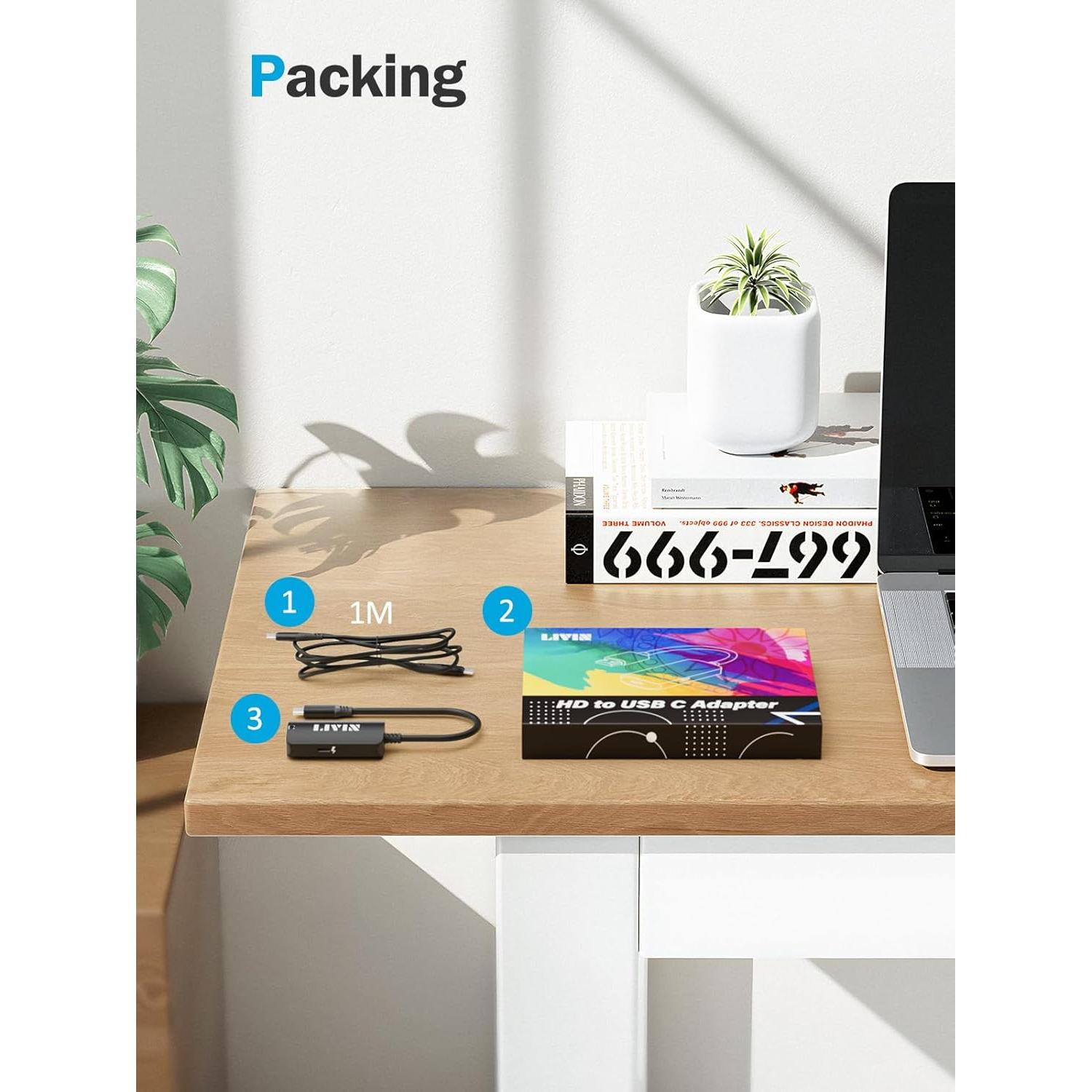 Adaptador USB C LIVIN 4K 60Hz para Gafas Inteligentes