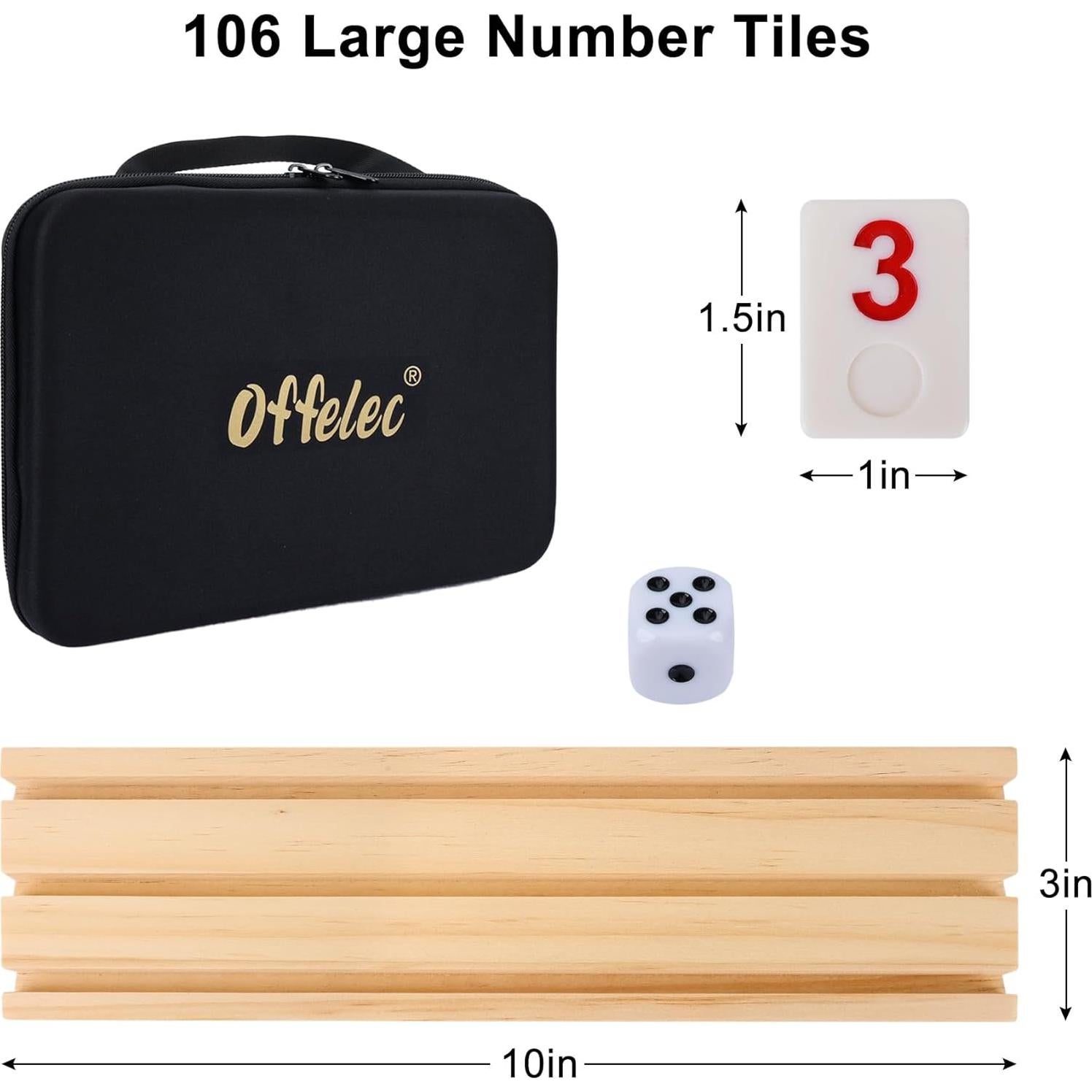 Juego de Rummy Mejorado Offelec con Fichas Grandes y Bolsa