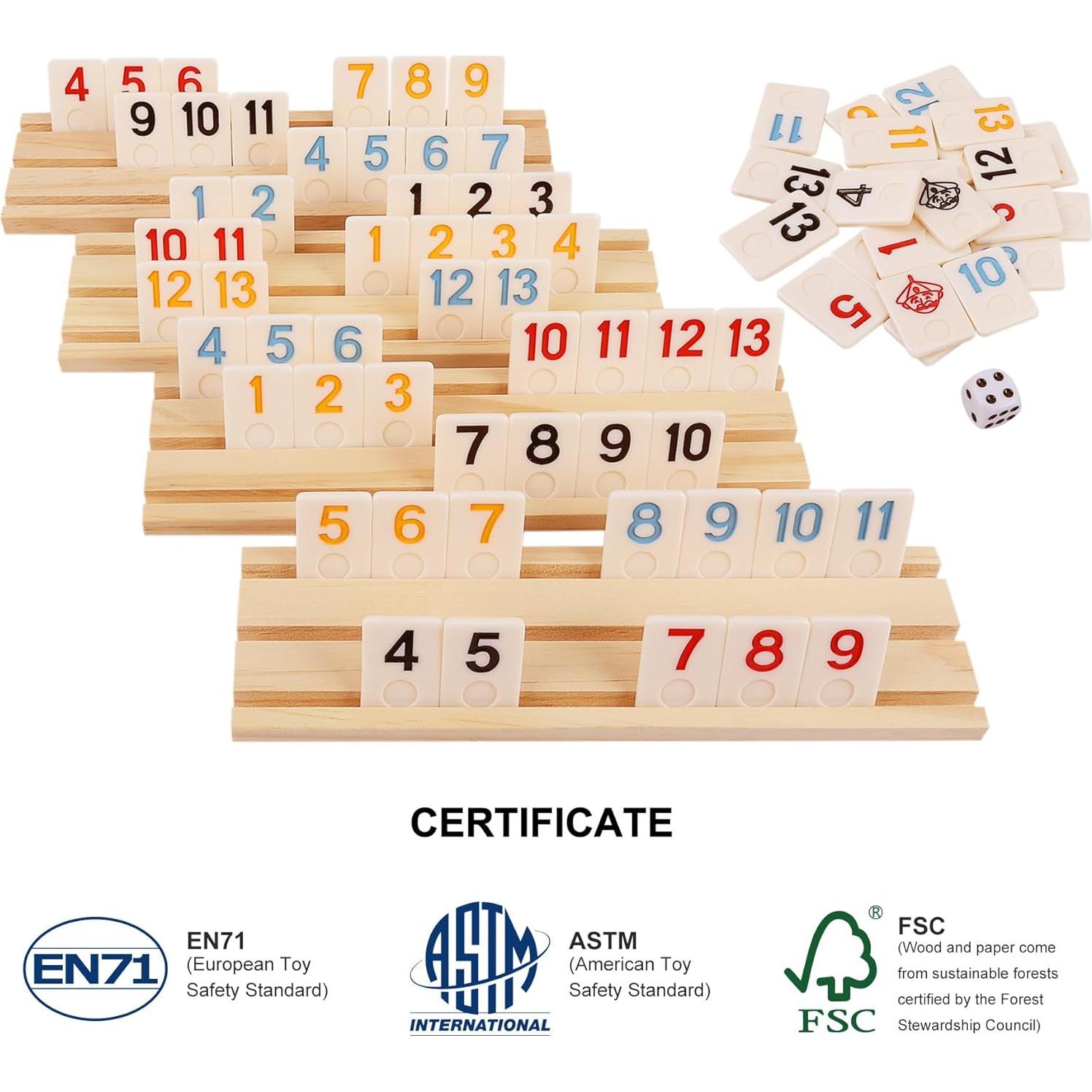 Juego de Rummy Mejorado Offelec con Fichas Grandes y Bolsa