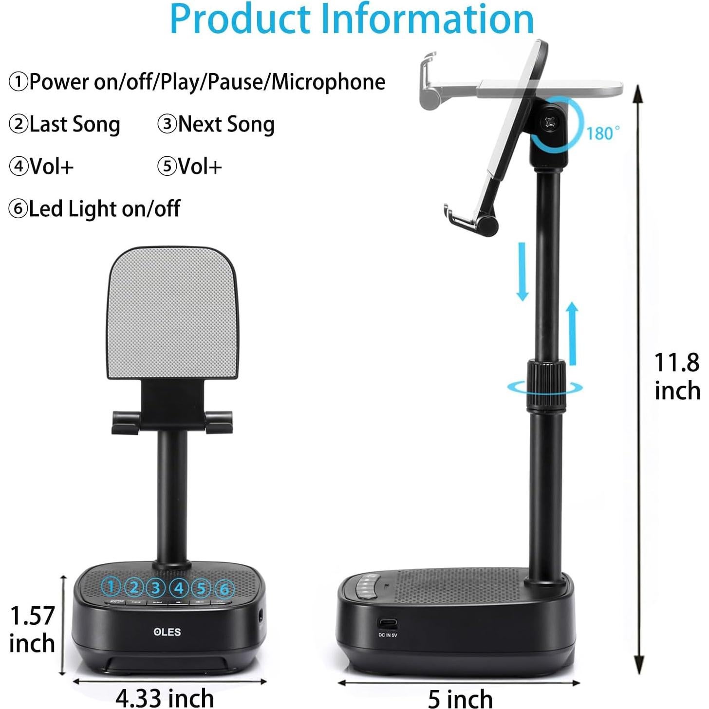 Soporte Ajustable para Teléfono Móvil OLES con Altavoz Bluetooth