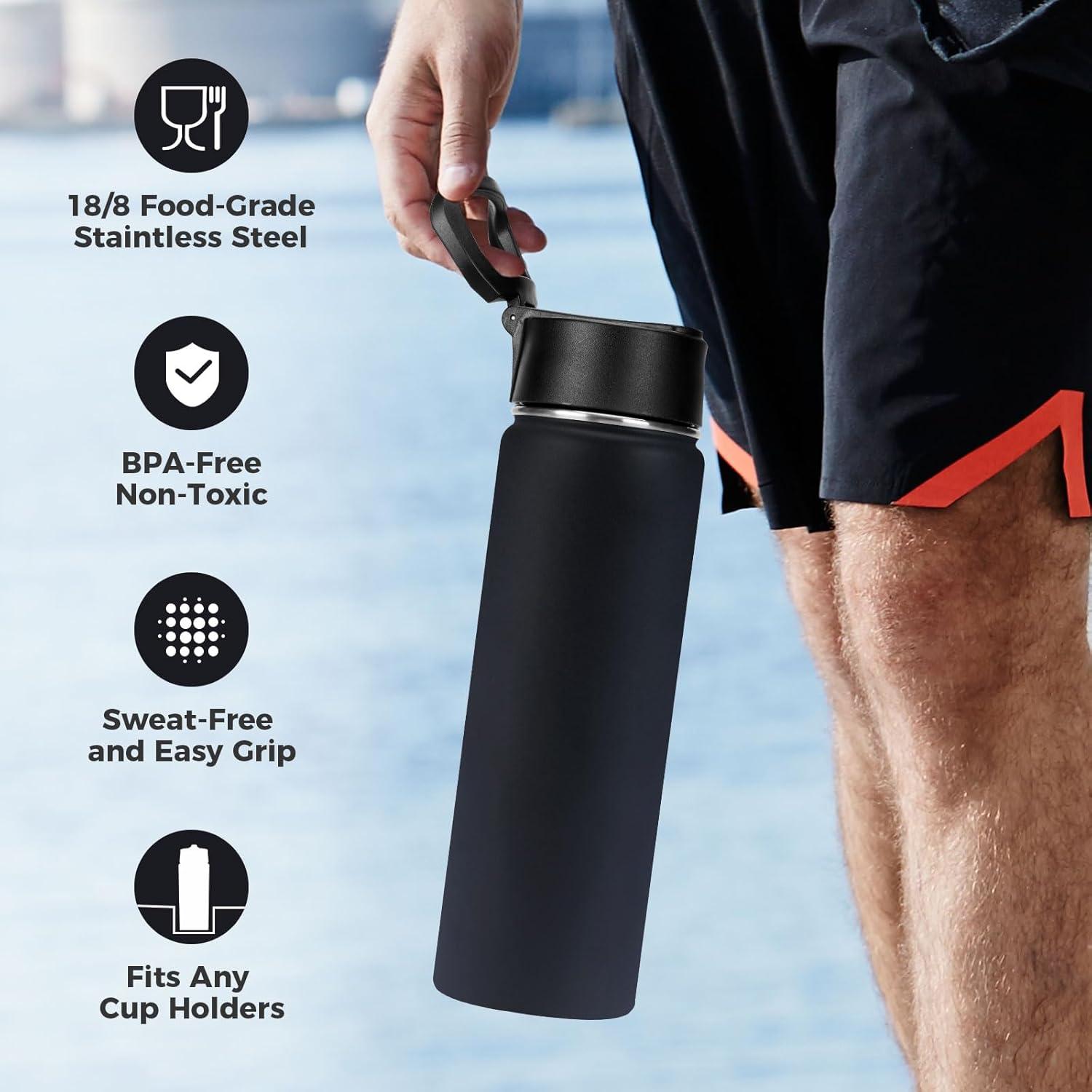 Botella de Agua Aislada Neihepal 650 ml con Tapa de Popote