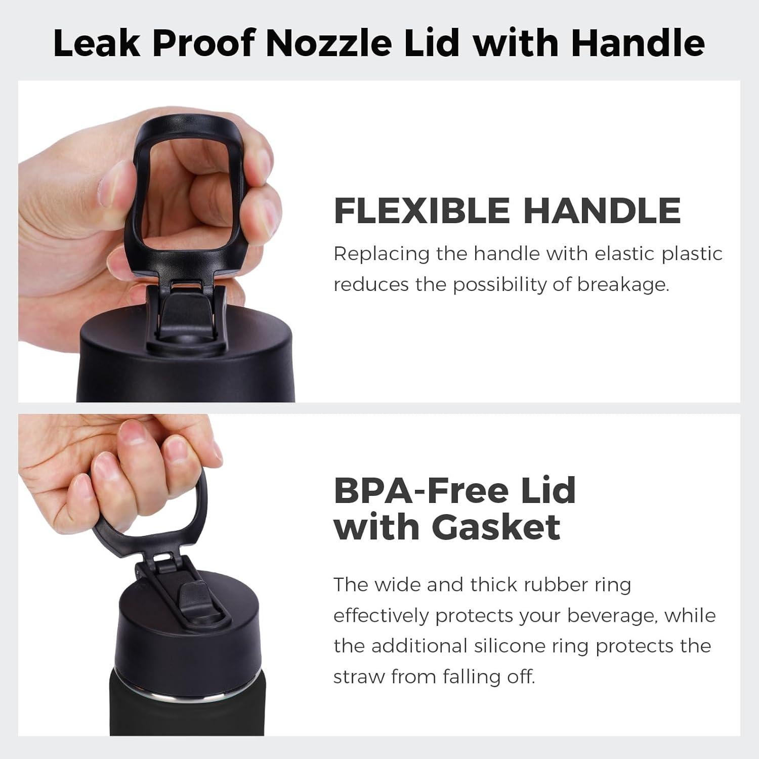 Botella de Agua Aislada Neihepal 650 ml con Tapa de Popote