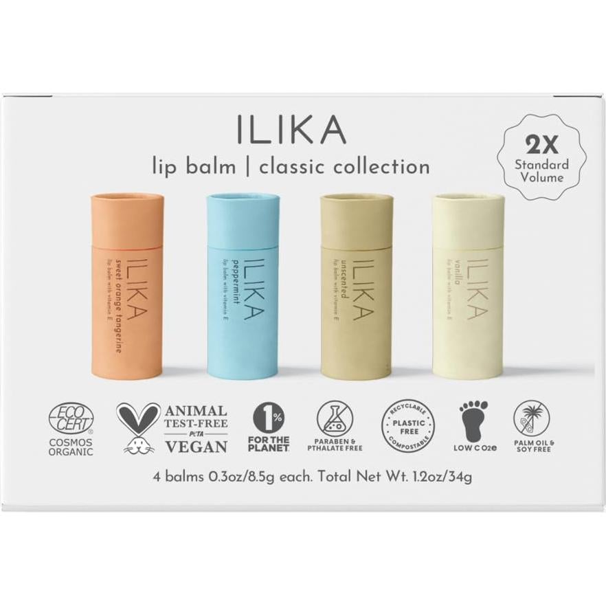 Bálsamo Labial Orgánico ILIKA - Paquete de 4 Sabores 8.5g