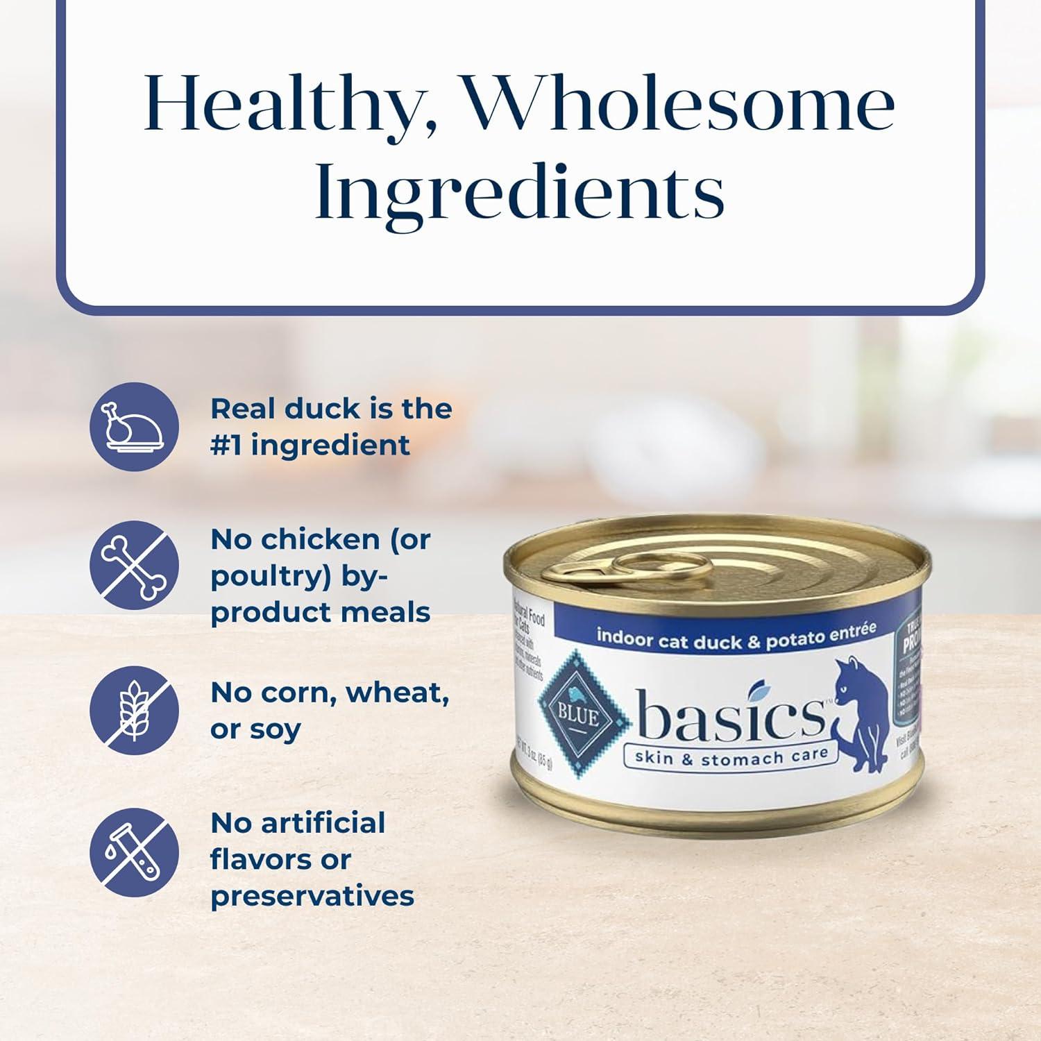 Comida Húmeda para Gatos Blue Buffalo Basics Pato 24 Latas 85g