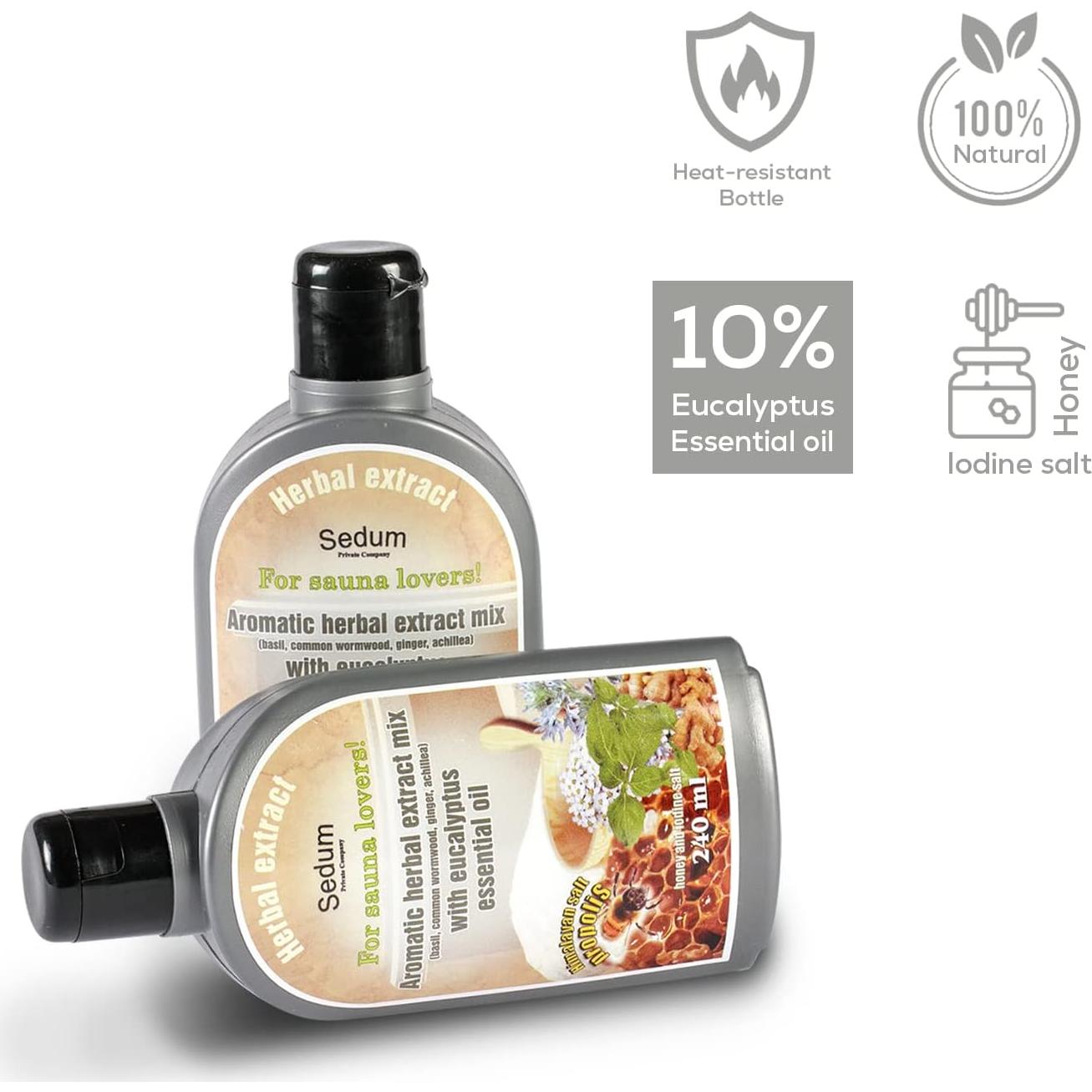 Extracto Herbal Sedum para Sauna 240ml - Albahaca, Jengibre, Eucalipto