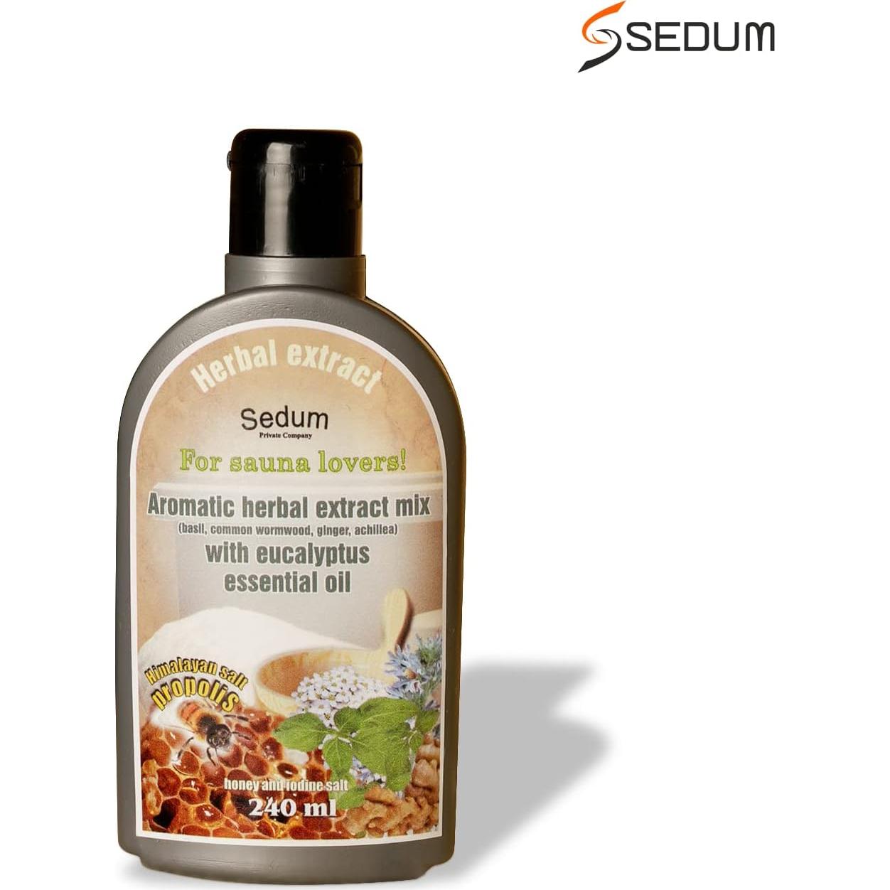 Extracto Herbal Sedum para Sauna 240ml - Albahaca, Jengibre, Eucalipto