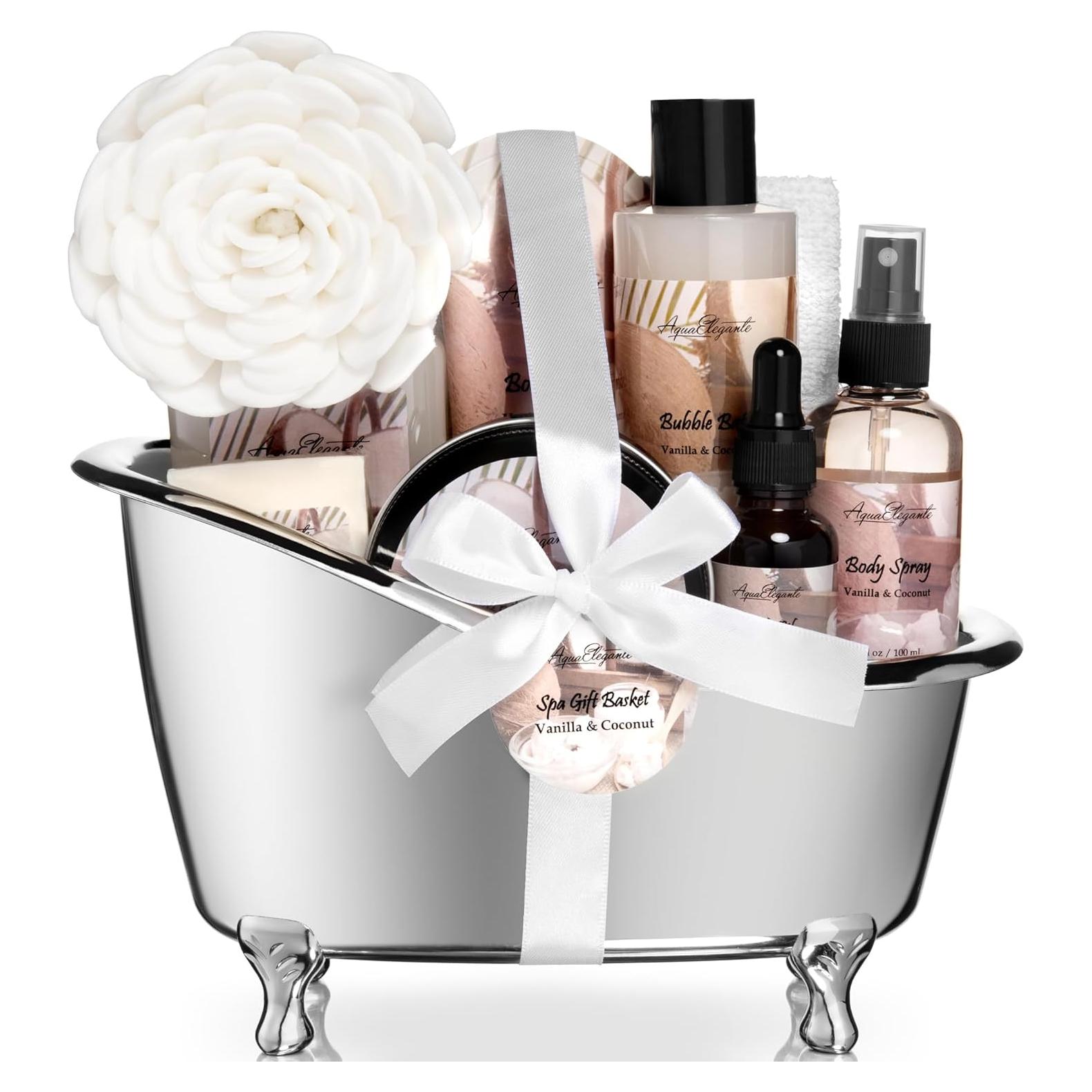 Cesta de Regalo Spa Aqua Elegante 10 Piezas Coco Vainilla