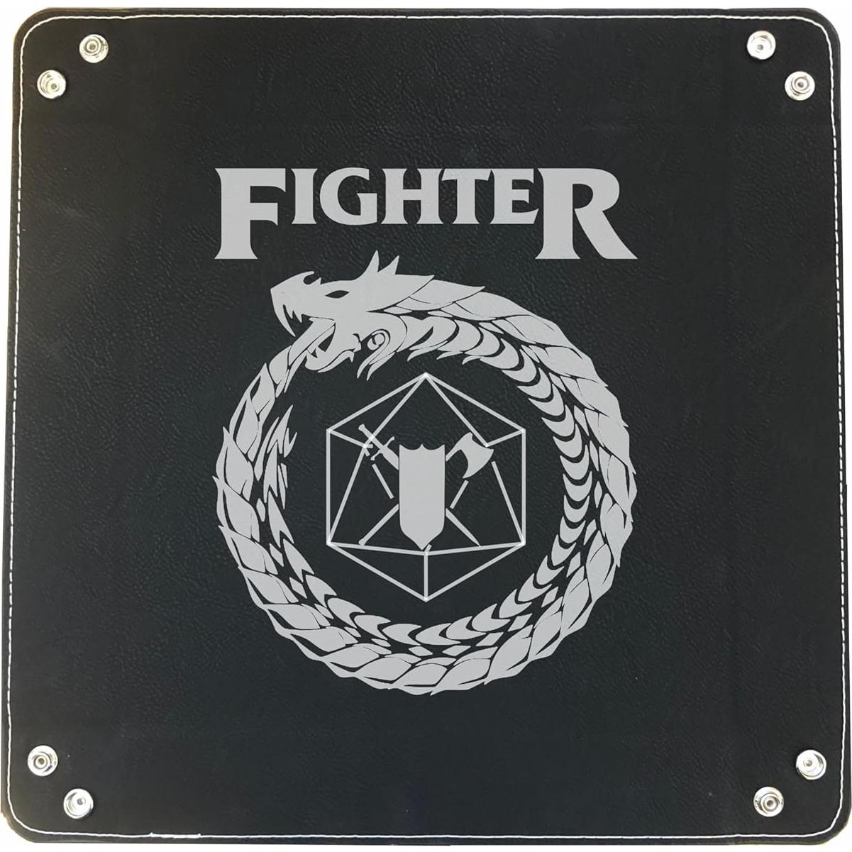 Bandeja de Dados DND Grabada en Cuero Sintético Negro