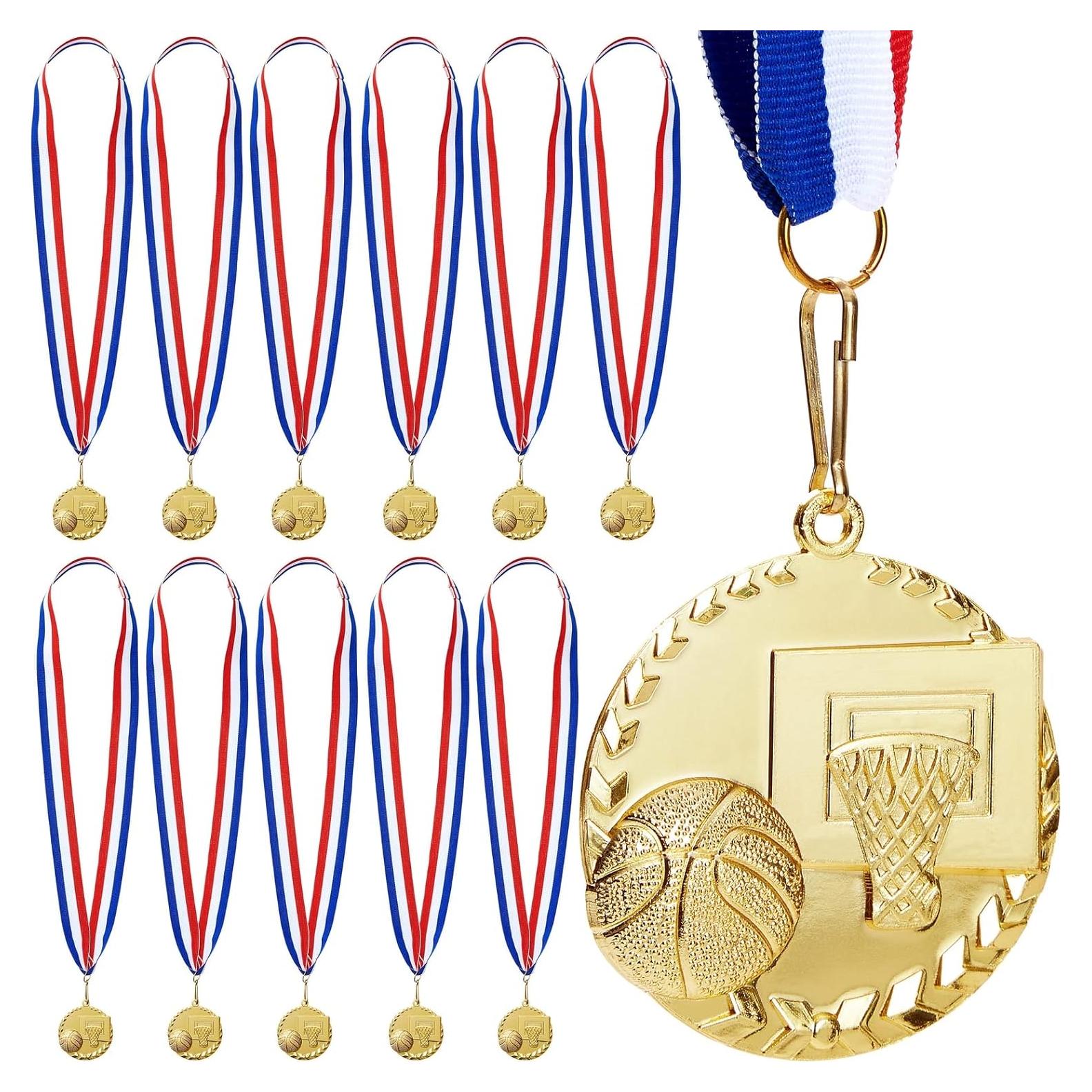 Medallas de Baloncesto Juvale - 12 Trofeos de Oro 5.08 cm
