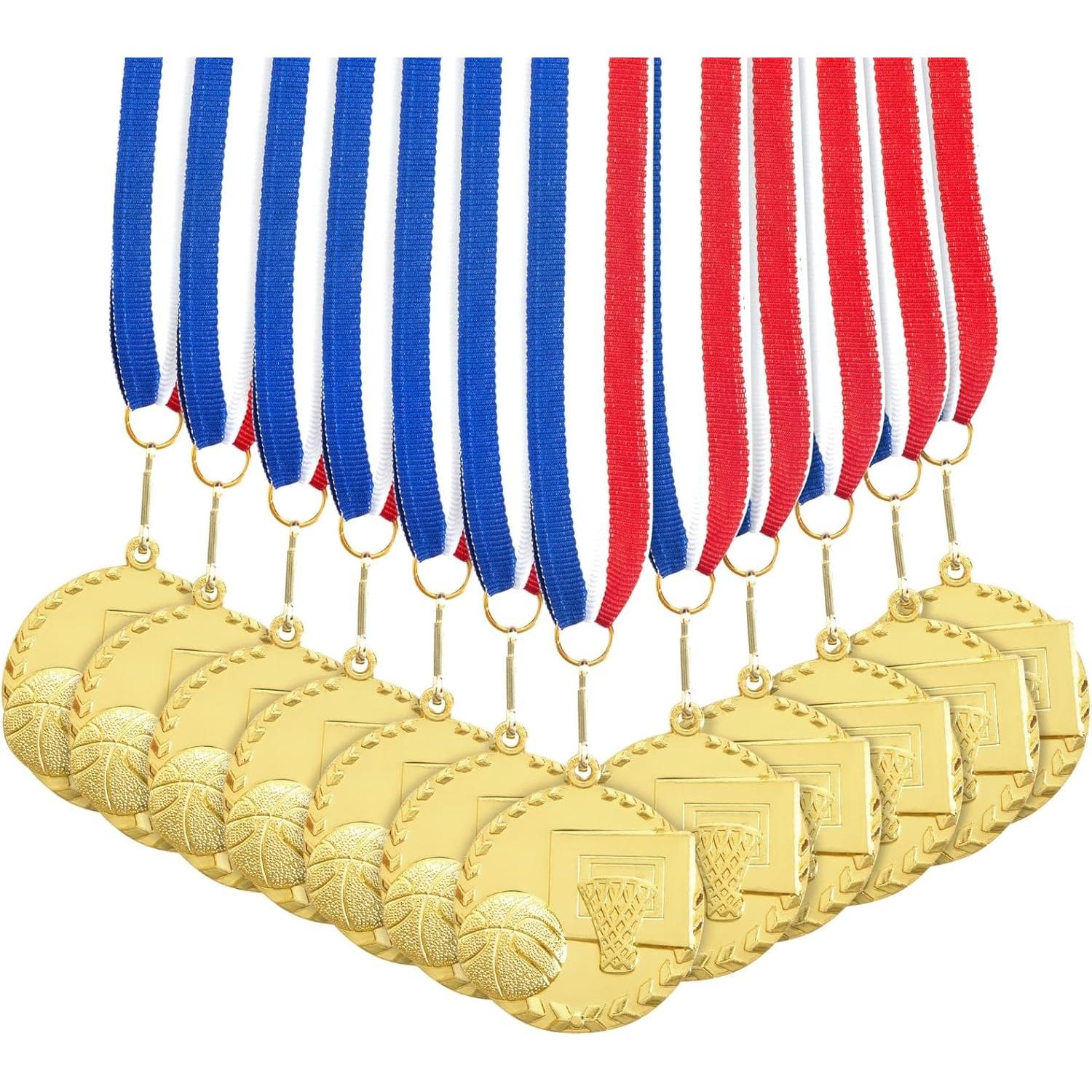 Medallas de Baloncesto Juvale - 12 Trofeos de Oro 5.08 cm