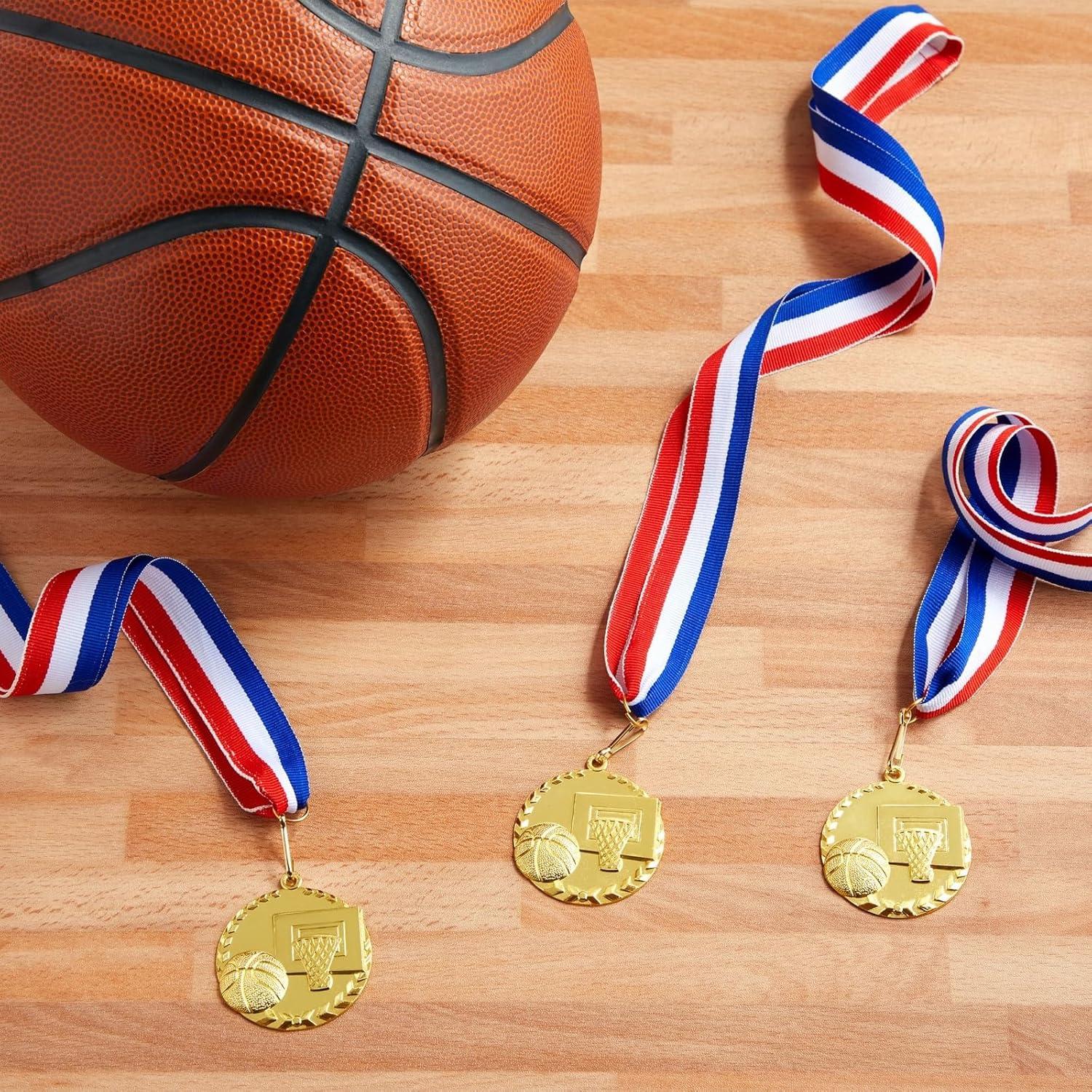 Medallas de Baloncesto Juvale - 12 Trofeos de Oro 5.08 cm