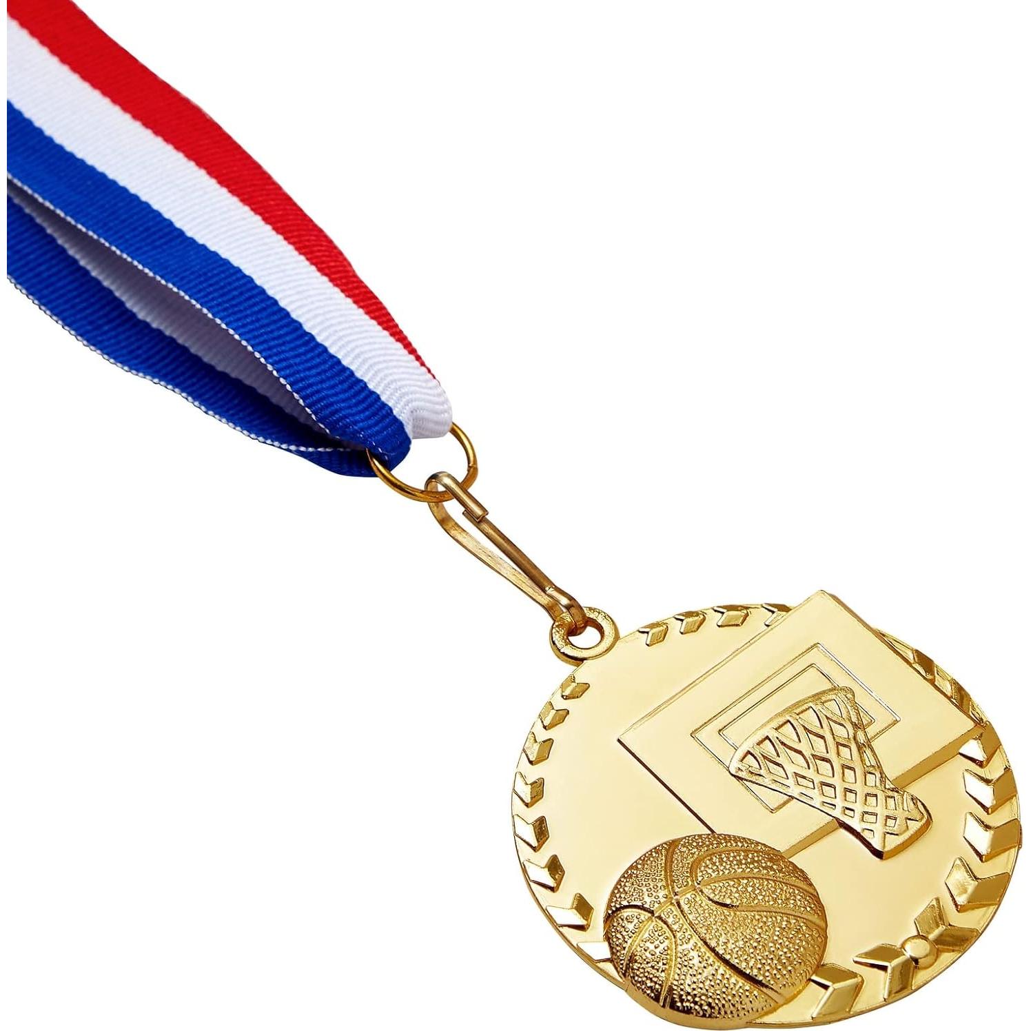 Medallas de Baloncesto Juvale - 12 Trofeos de Oro 5.08 cm