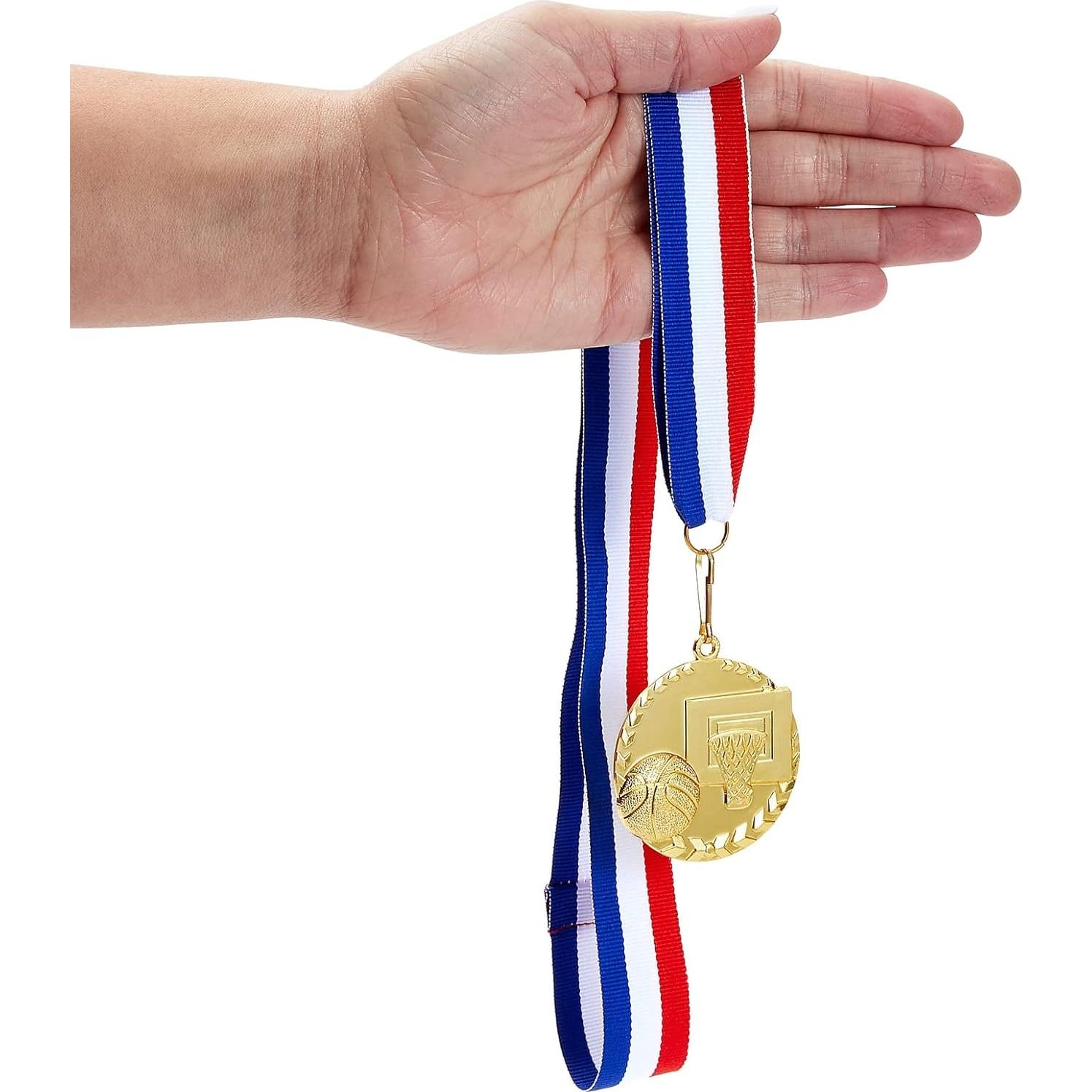 Medallas de Baloncesto Juvale - 12 Trofeos de Oro 5.08 cm