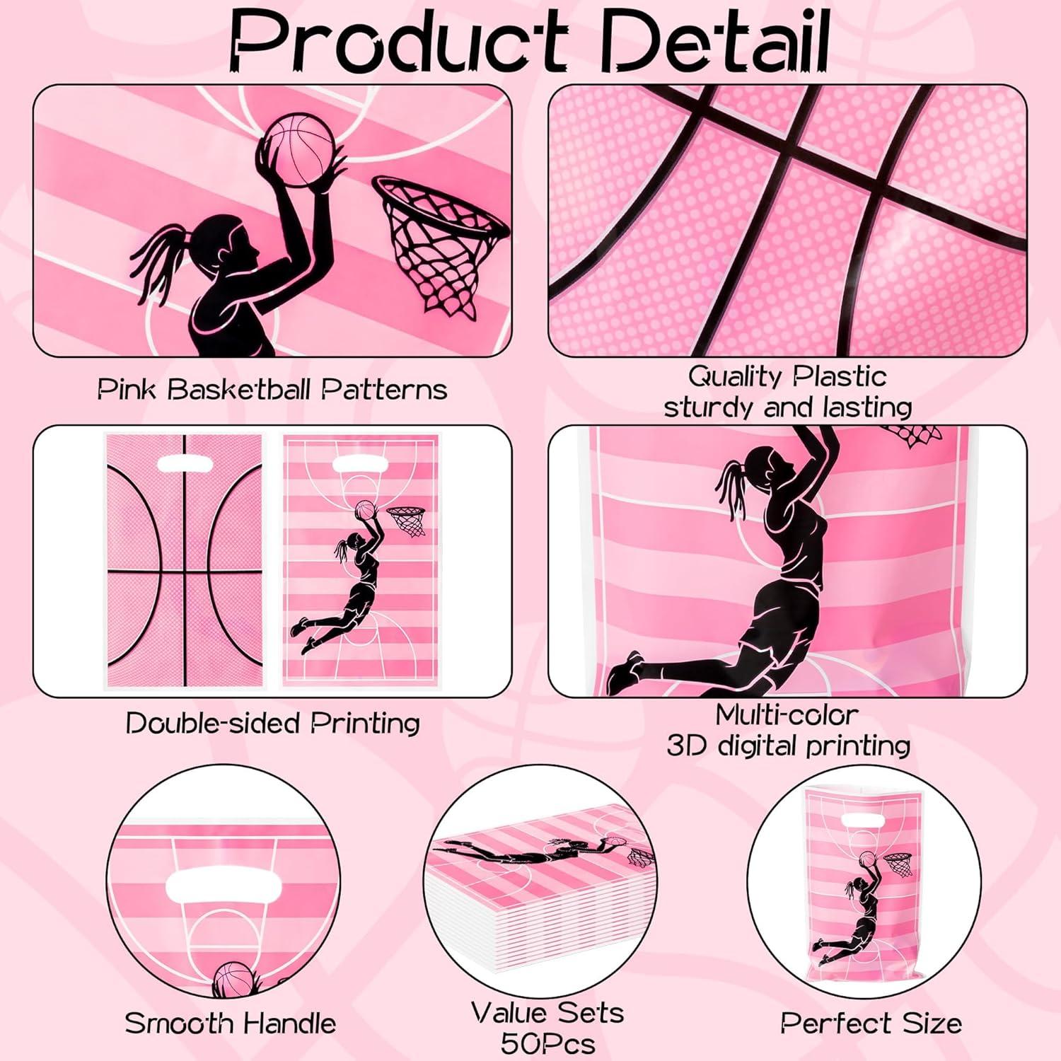 Bolsas de Favor de Fiesta Baloncesto Rosa - 50 Piezas