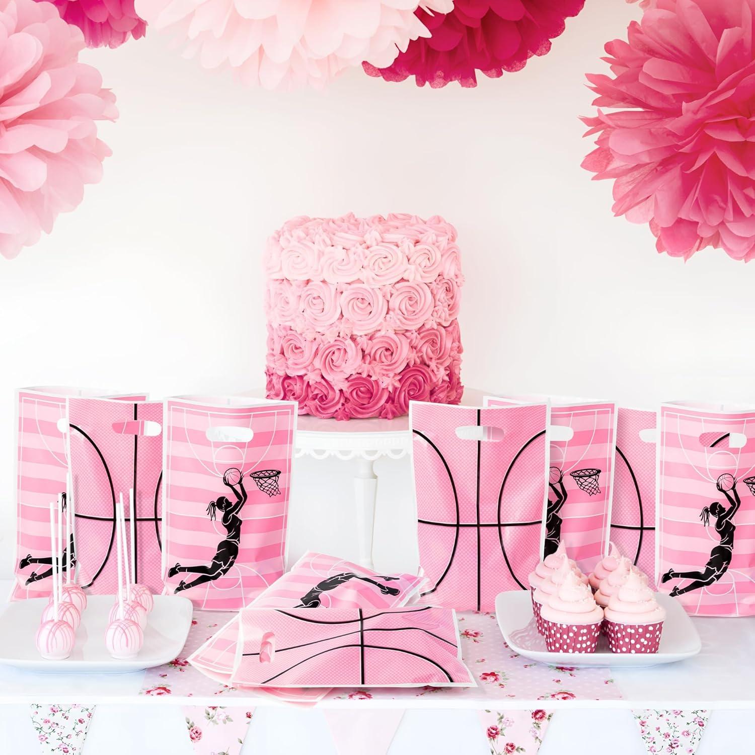 Bolsas de Favor de Fiesta Baloncesto Rosa - 50 Piezas
