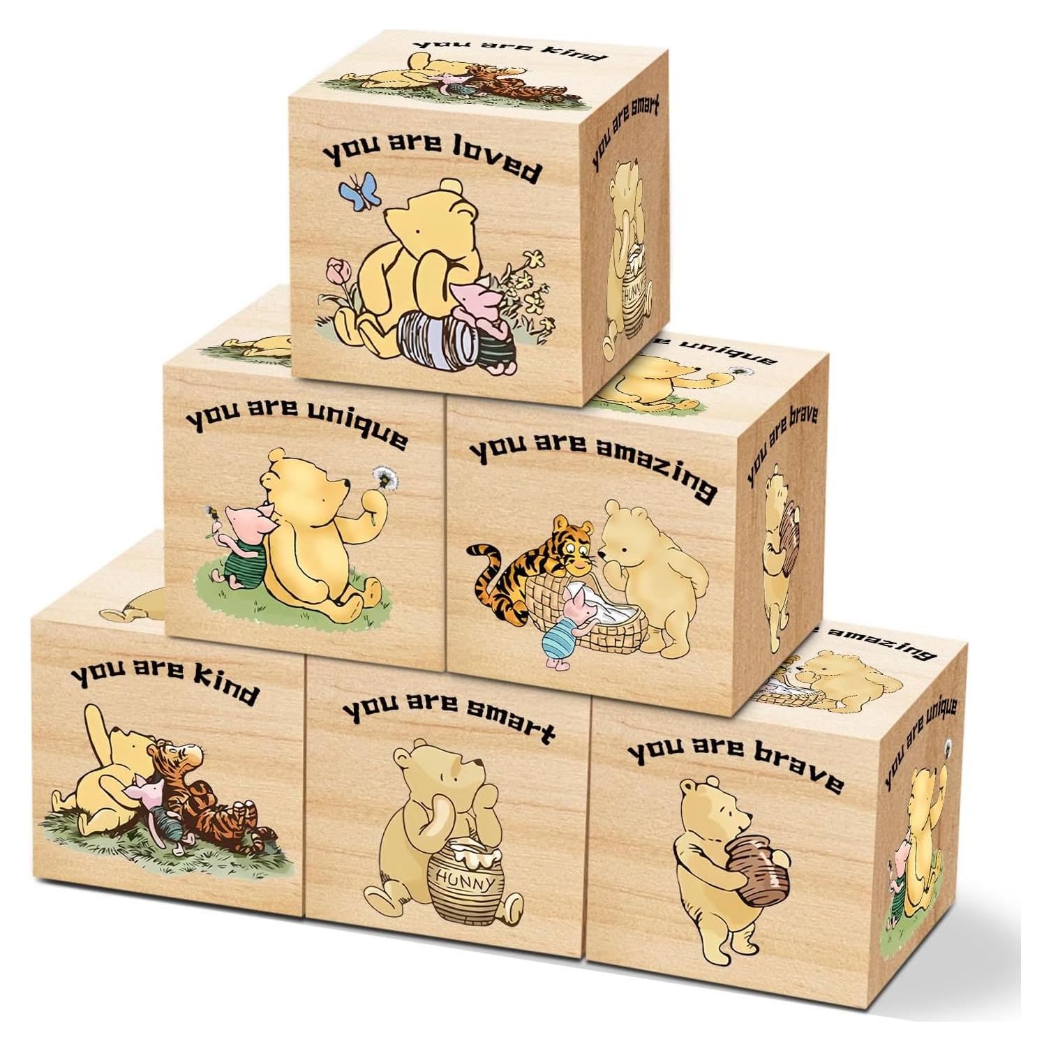 6 Bloques Decorativos de Madera Winnie the Pooh - Tillfuru