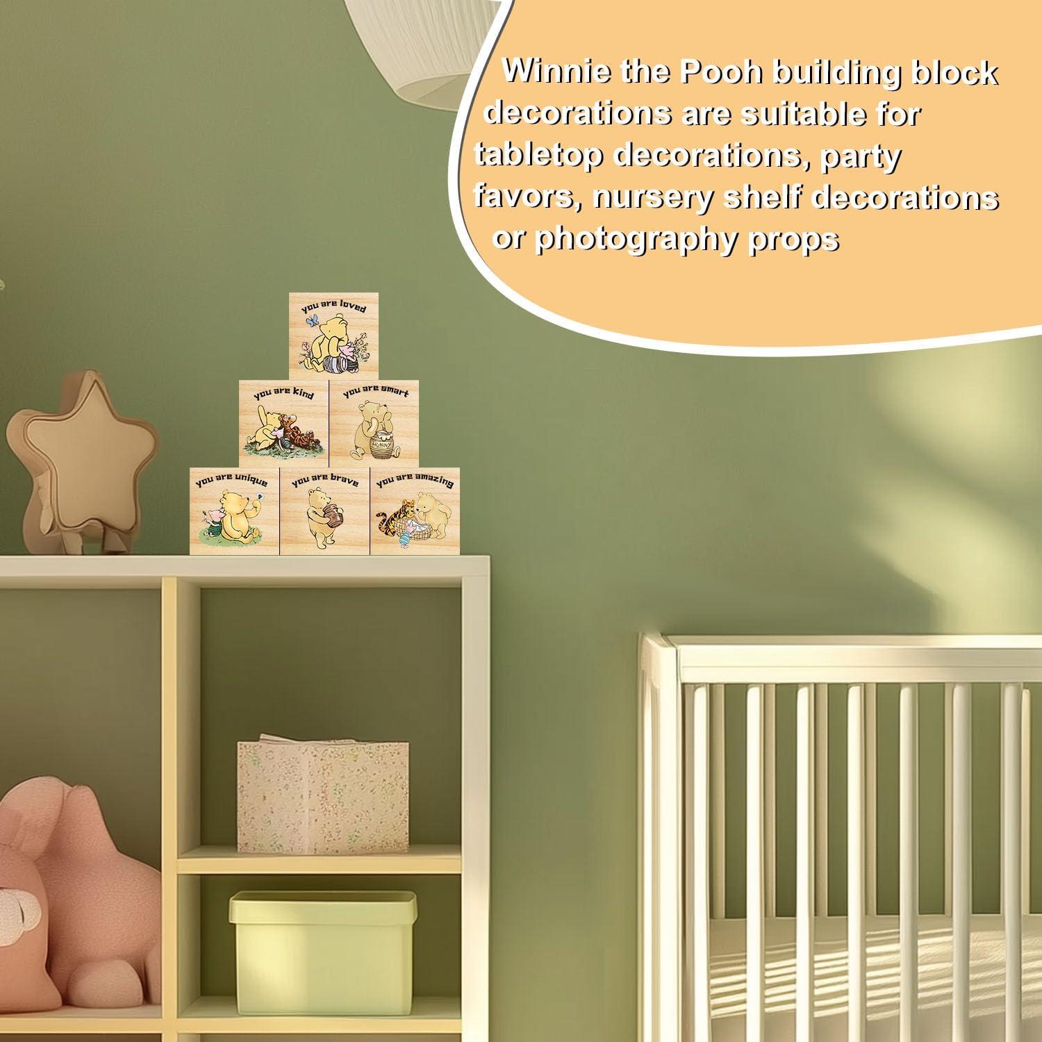 6 Bloques Decorativos de Madera Winnie the Pooh - Tillfuru