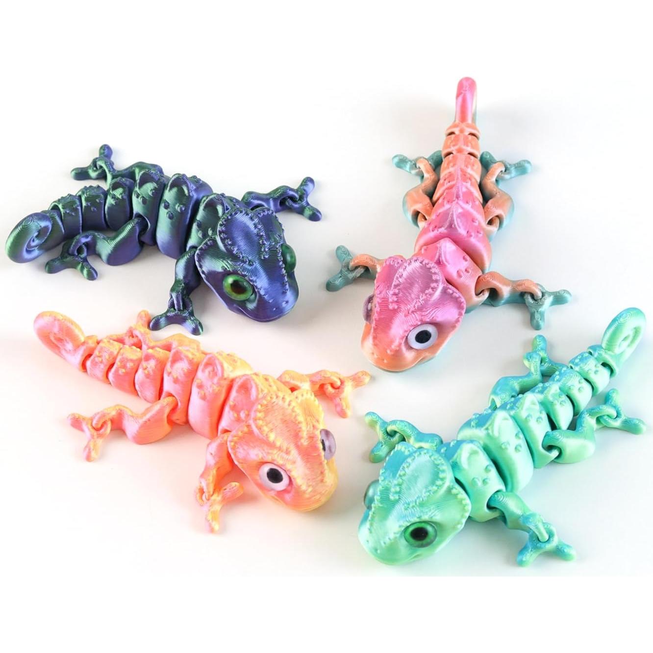 4 Piezas Camaleón Impreso en 3D Jorkei, Juguetes Antiestrés