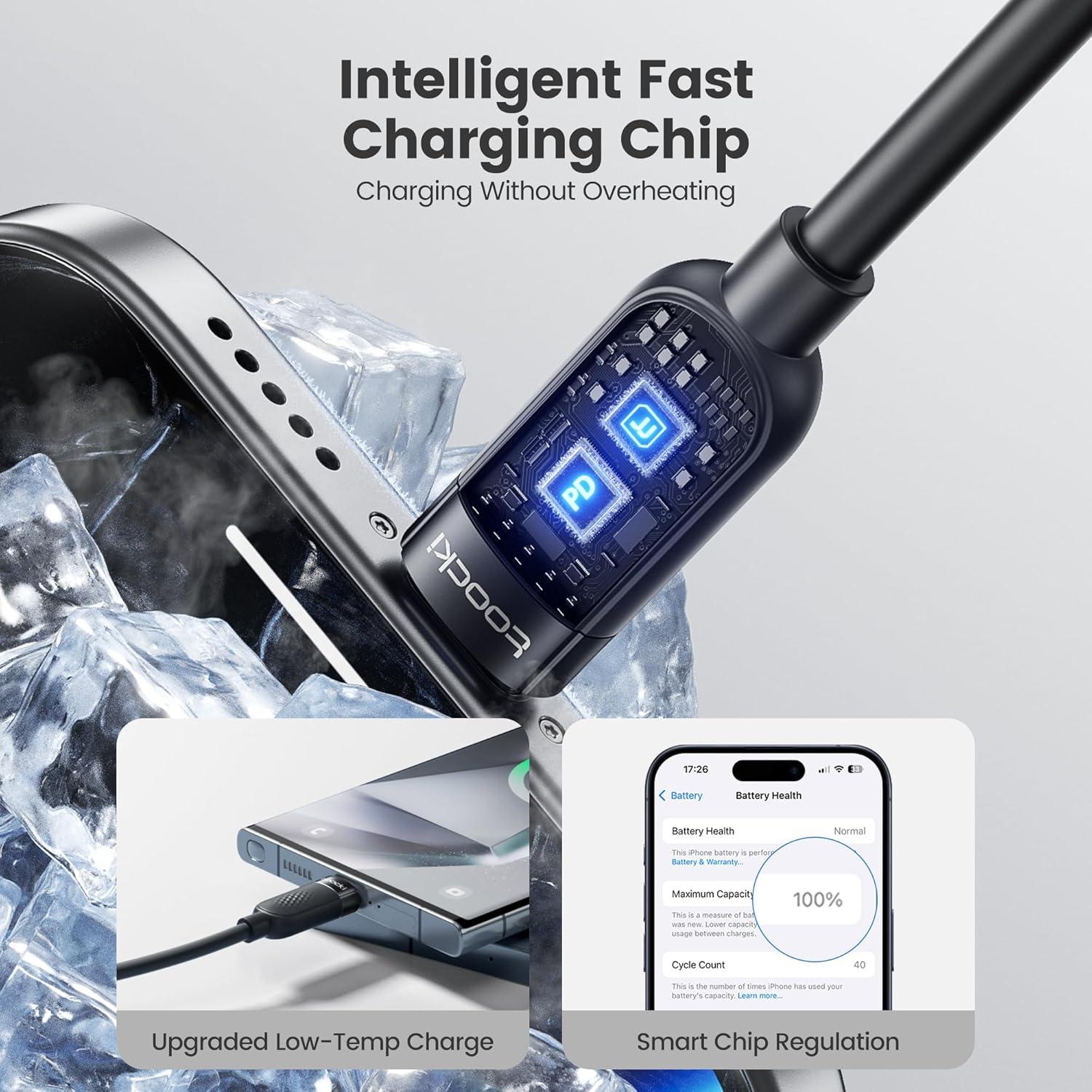 Cable USB C 60W Carga Rápida Silicona 1m Negro - 2Pack