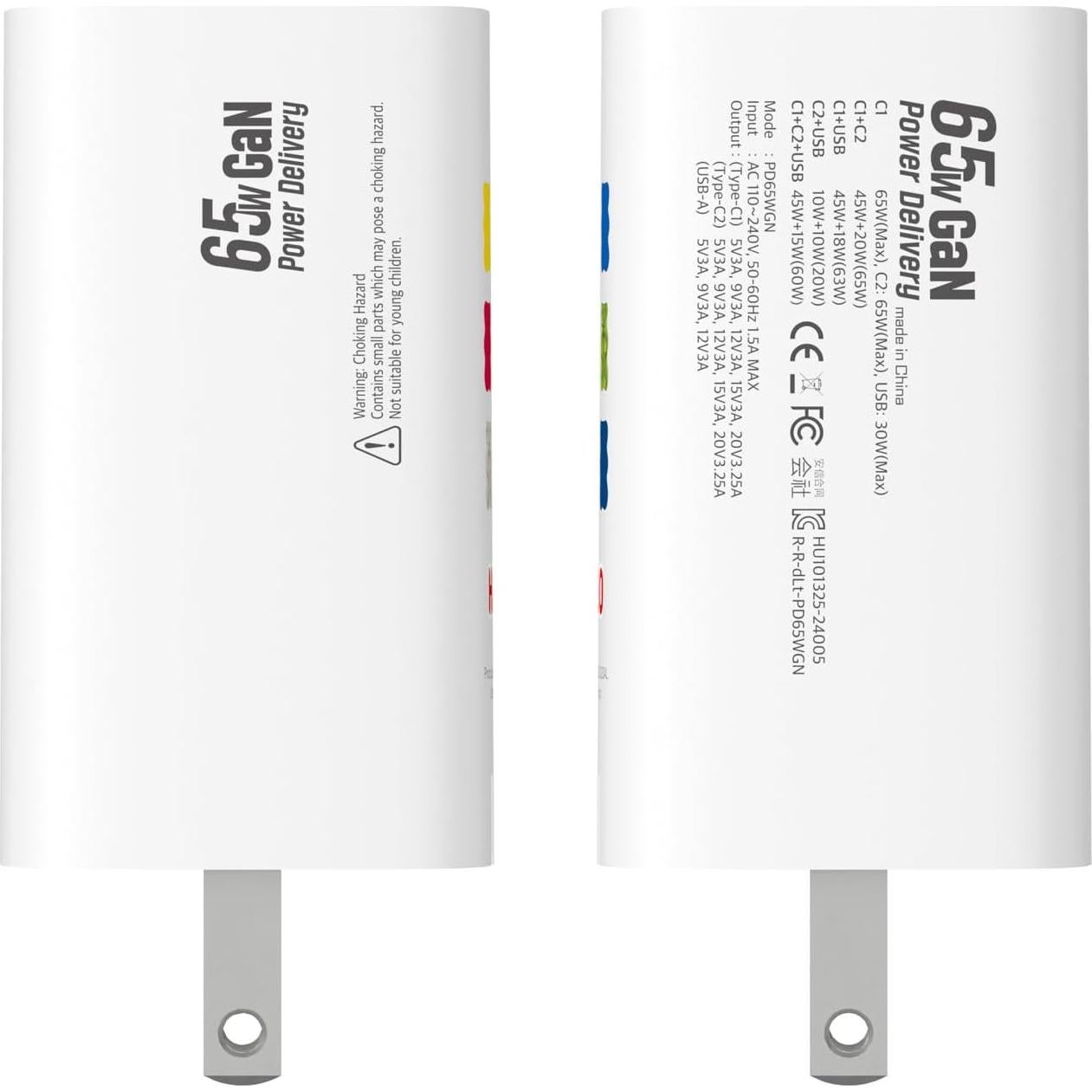 Cargador de pared Haribo 65W GaN 3 puertos USB-C/A rápido