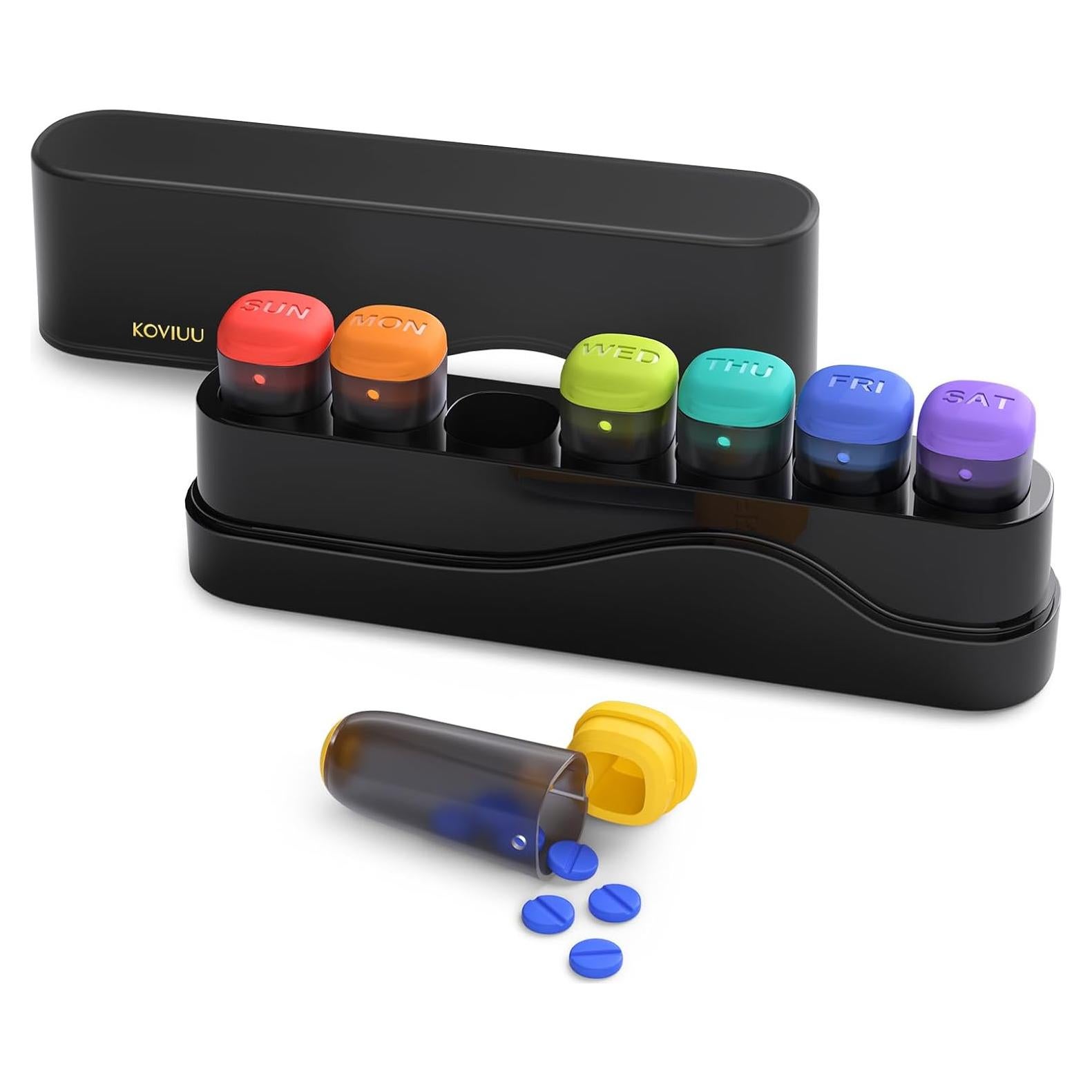 Organizador Semanal de Pastillas KOVIUU Negro 7 Días 1 Vez al Día