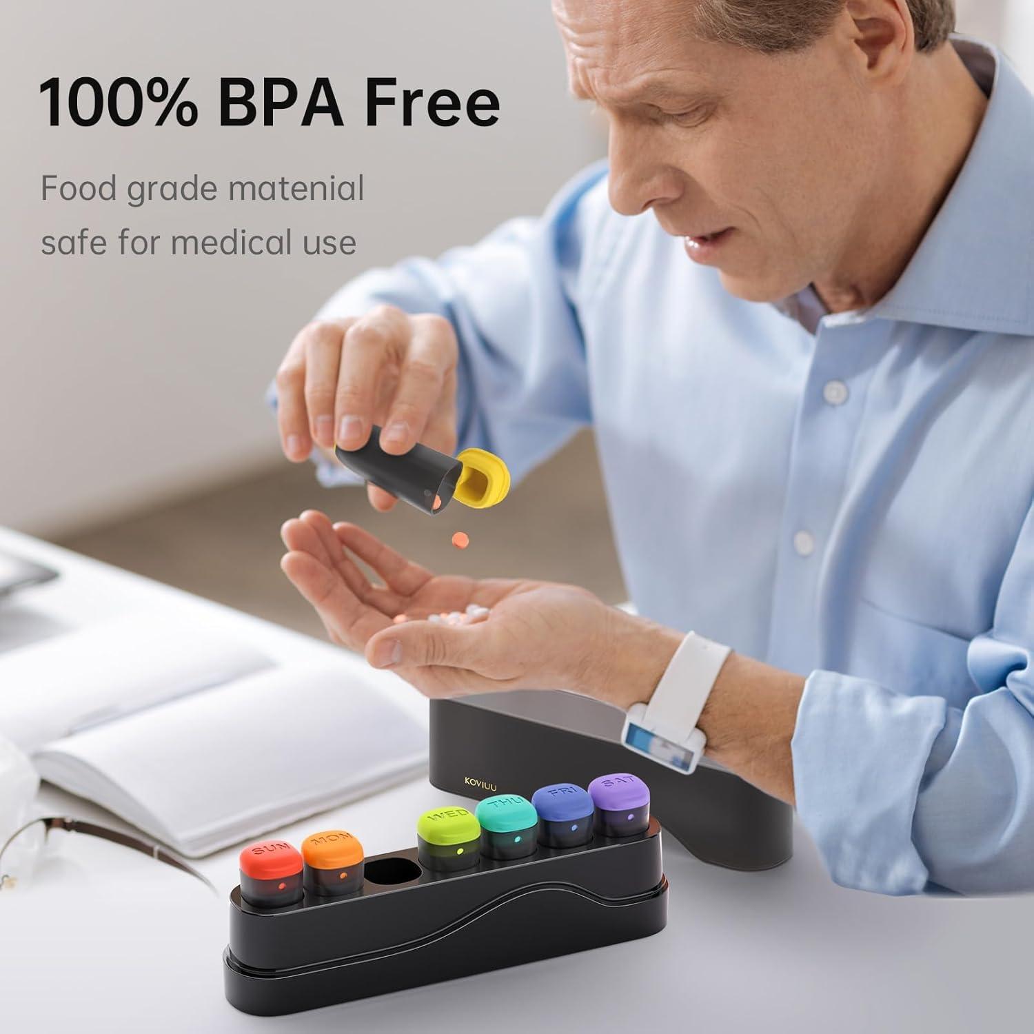 Organizador Semanal de Pastillas KOVIUU Negro 7 Días 1 Vez al Día