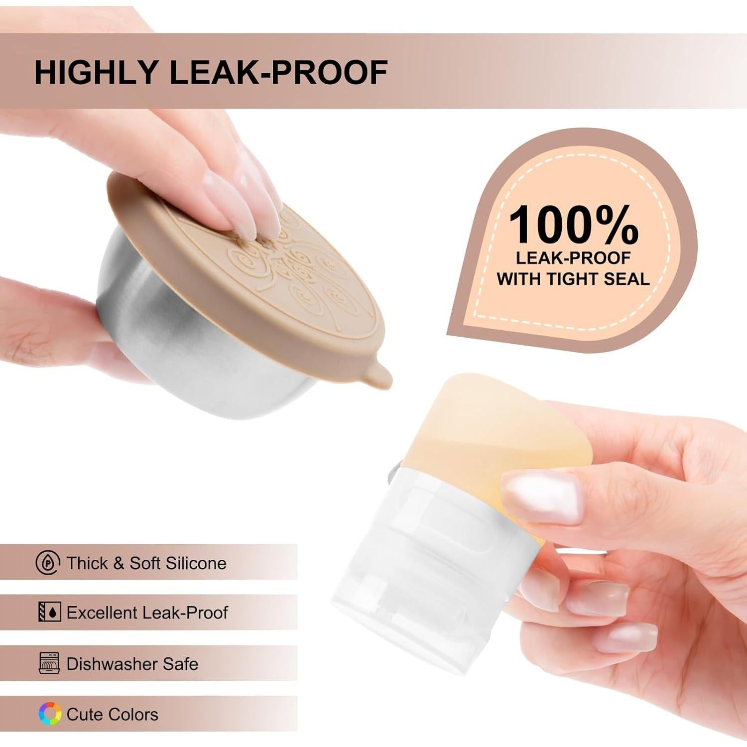 Juego de 8 Contenedores de Salsa Micebay - 4 Botellas 1 oz y 4 Frascos 1.6 oz