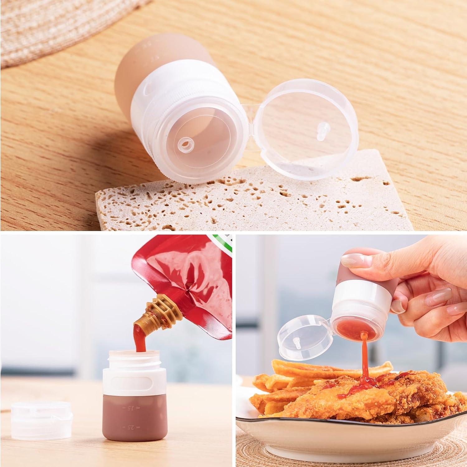 Juego de 8 Contenedores de Salsa Micebay - 4 Botellas 1 oz y 4 Frascos 1.6 oz