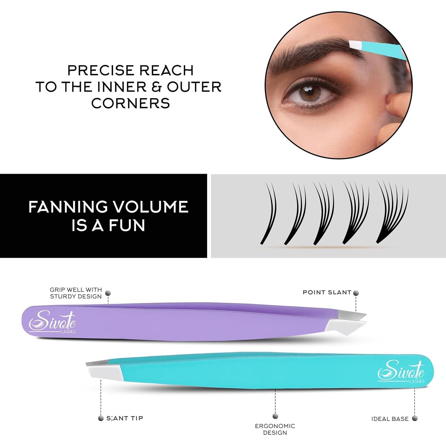 Juego de 4 Pinzas de Precisión SIVOTE Acero Inoxidable Pastel