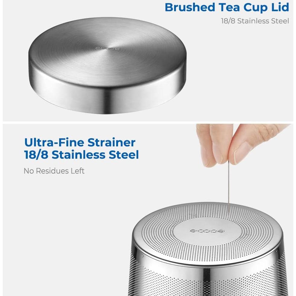 Taza de Té de Vidrio Borosilicato ecooe 500ml con Infusor Acero