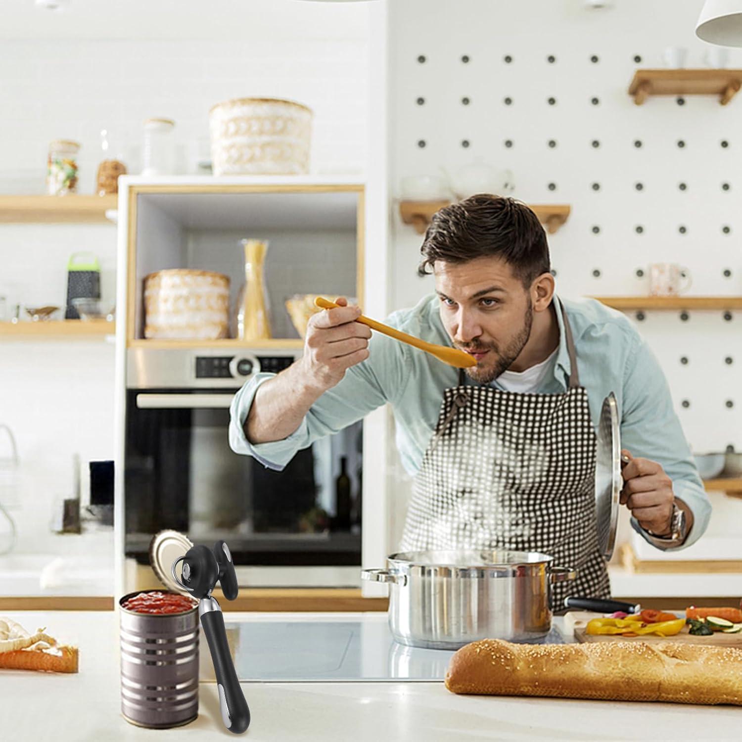 Abrelatas Manual Kitver de Acero Inoxidable, Mango Antideslizante