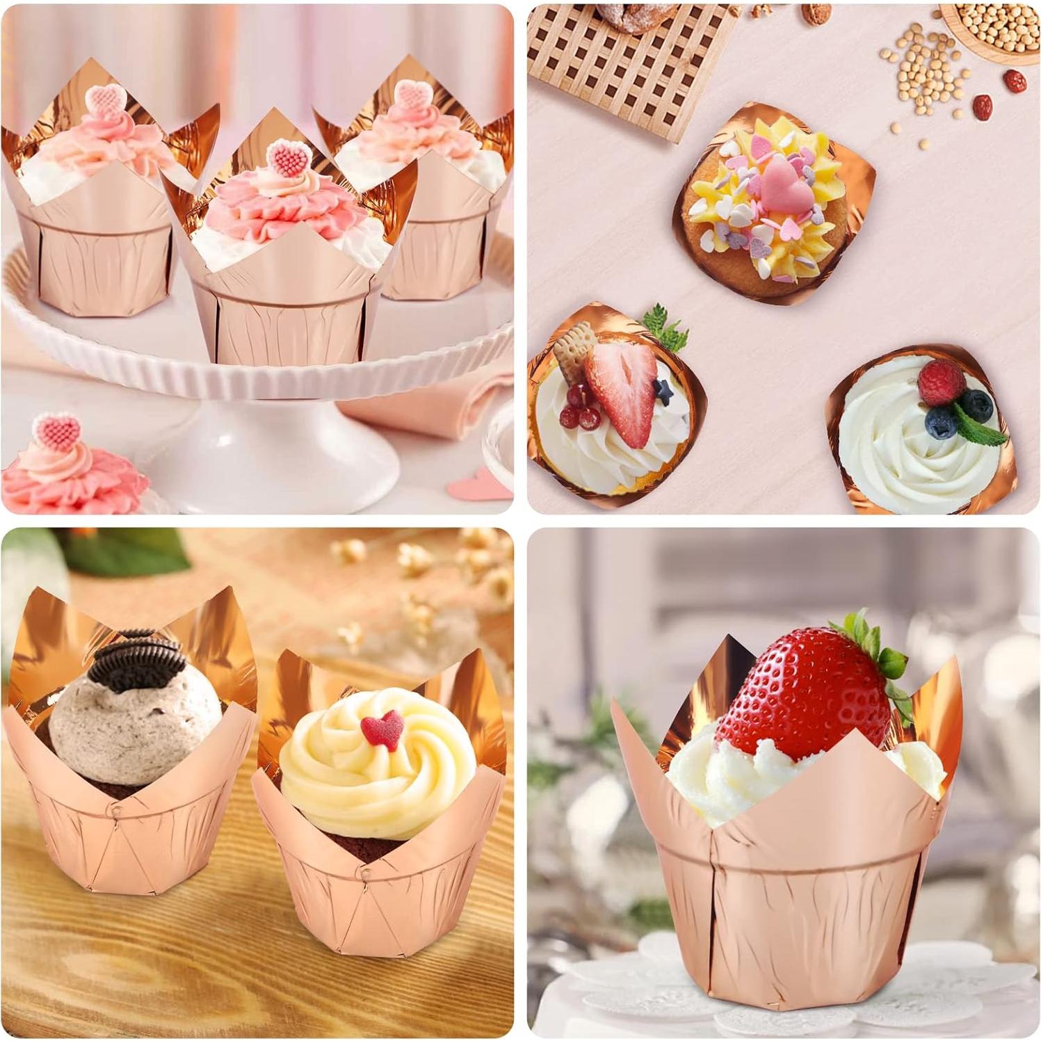 EUSOAR 50 Tazas de Aluminio Desechables 3.5oz para Postres